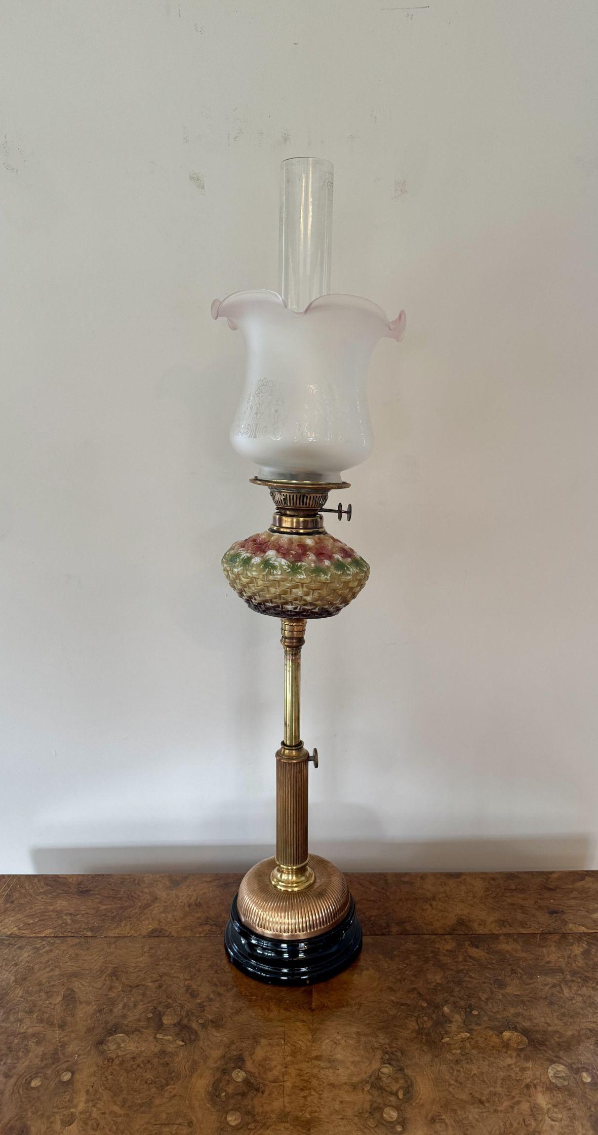 Hand-Painted Stunning quality antique Victorian telescopic oil lamp For Sale