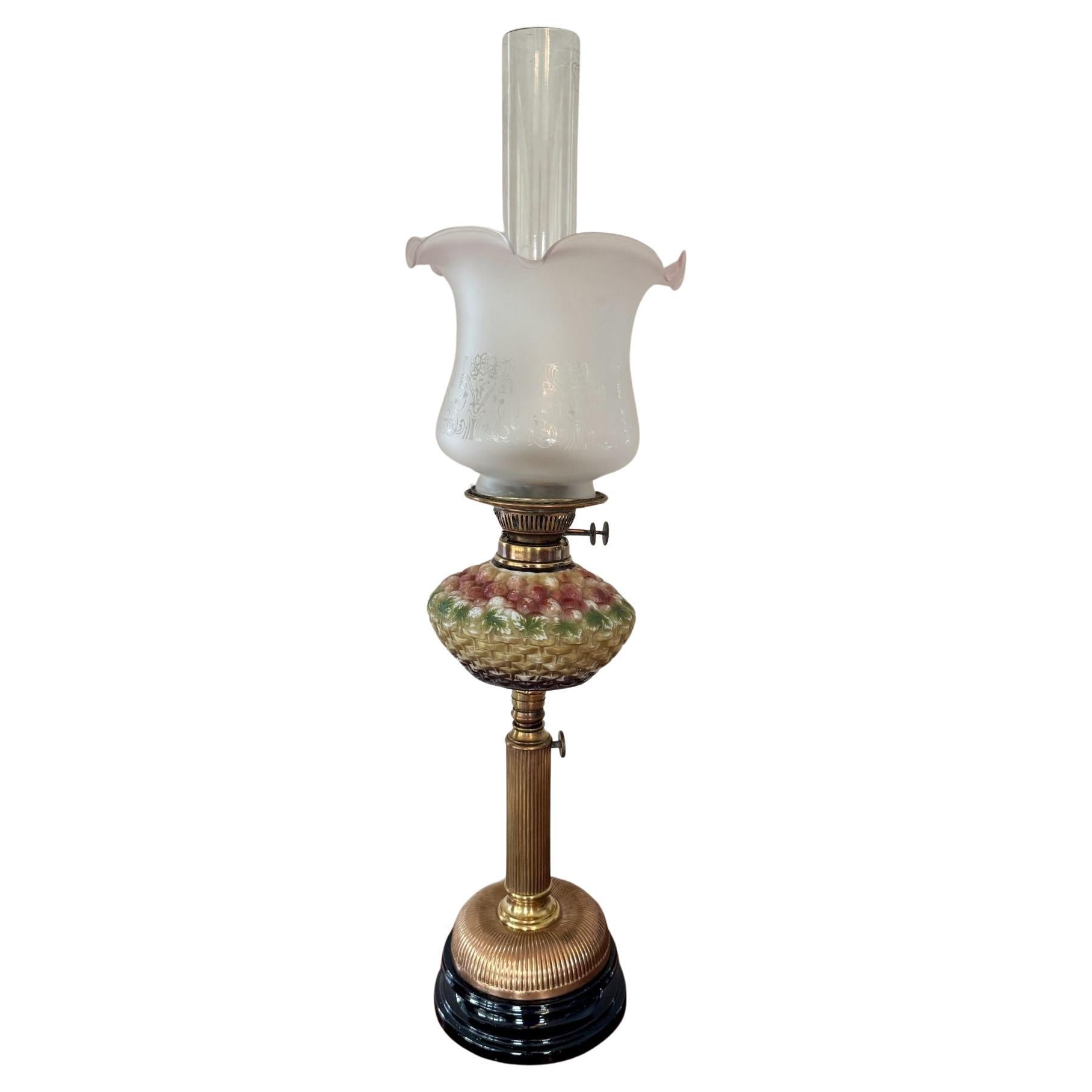 Stunning quality antique Victorian telescopic oil lamp For Sale