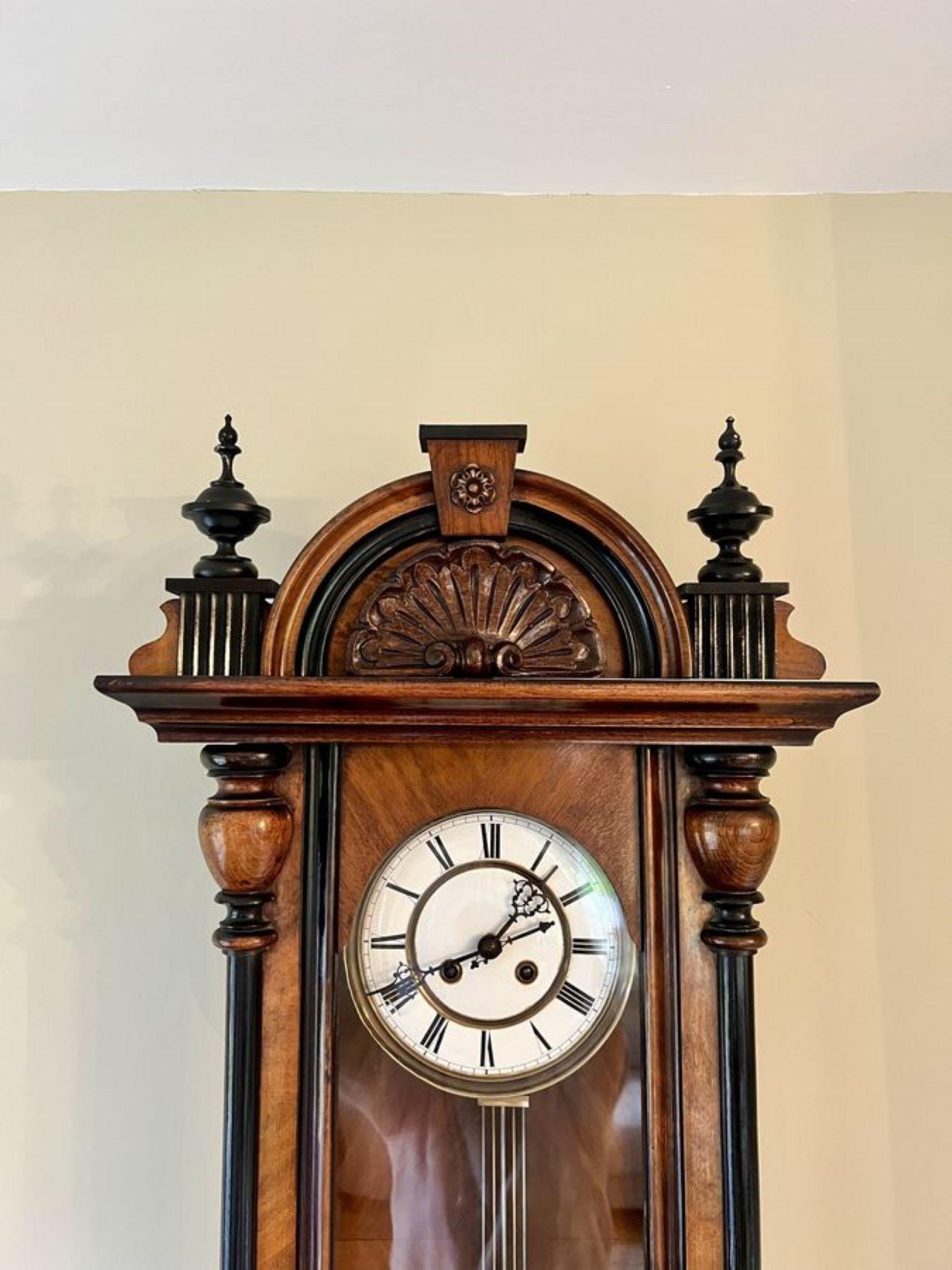 Early Victorian Stunning quality antique Victorian walnut Vienna wall clock