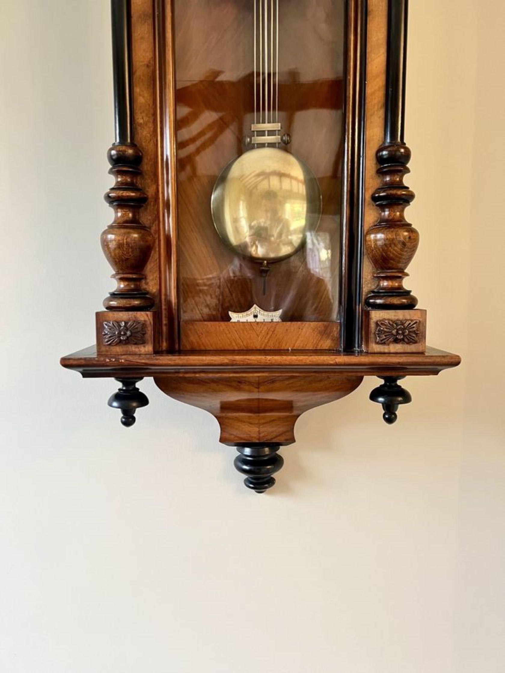 Stunning quality antique Victorian walnut Vienna wall clock In Good Condition In Ipswich, GB