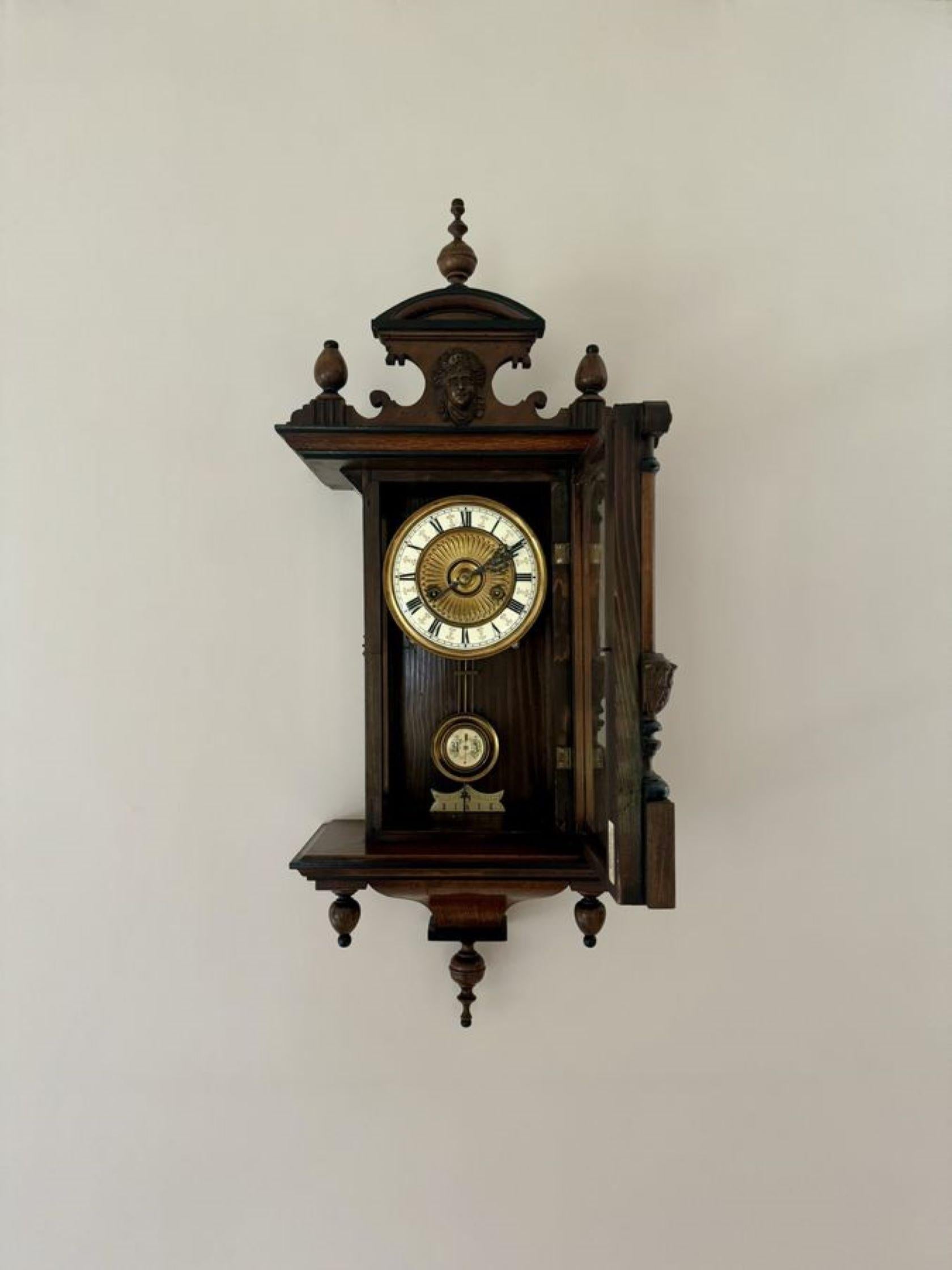 Reloj de pared vienés antiguo de nogal victoriano de impresionante calidad en Bueno estado para la venta en Ipswich, GB