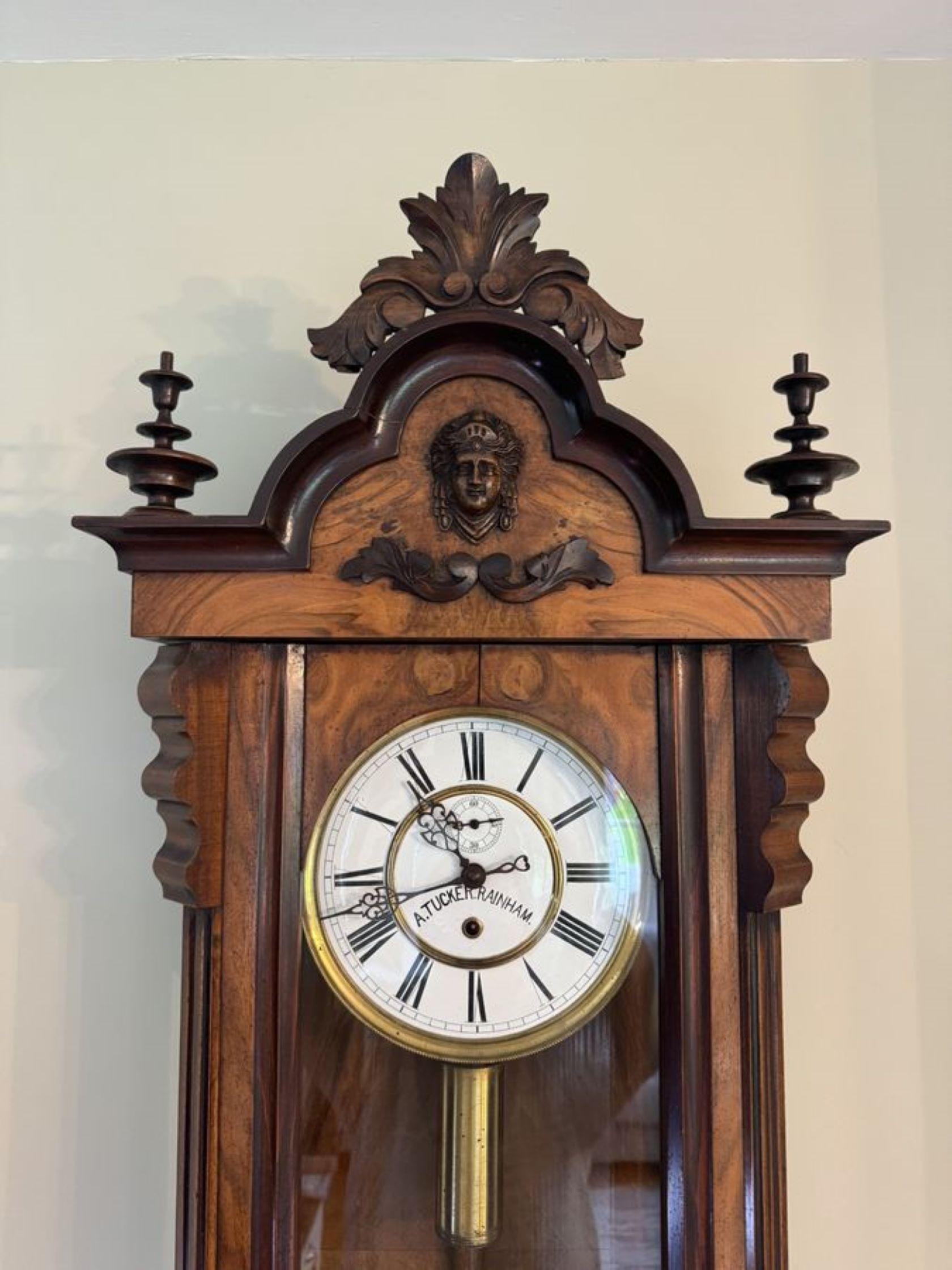 19th Century Stunning quality antique Victorian walnut Vienna wall clock For Sale
