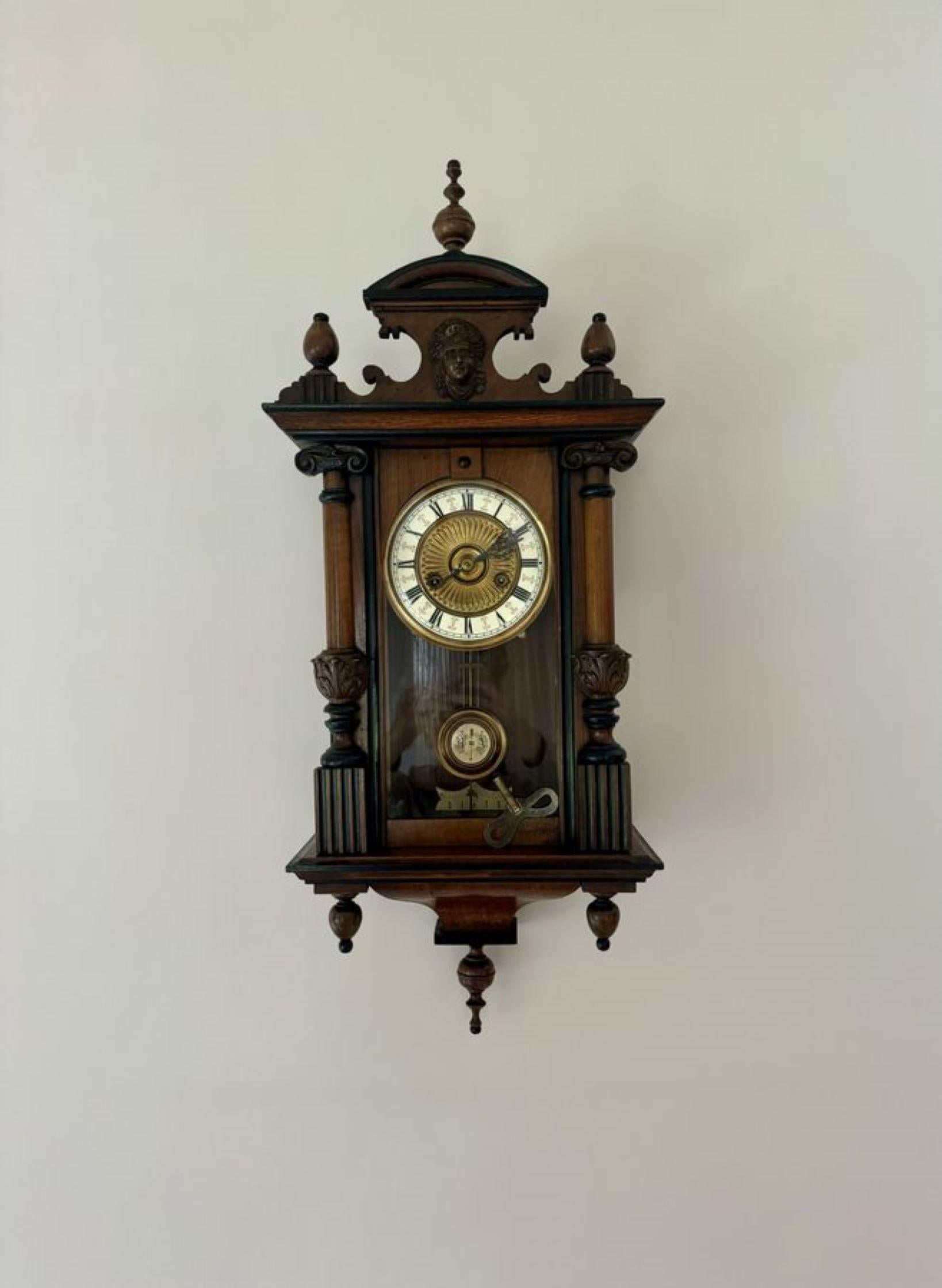 Reloj de pared vienés antiguo de nogal victoriano de impresionante calidad siglo XIX en venta