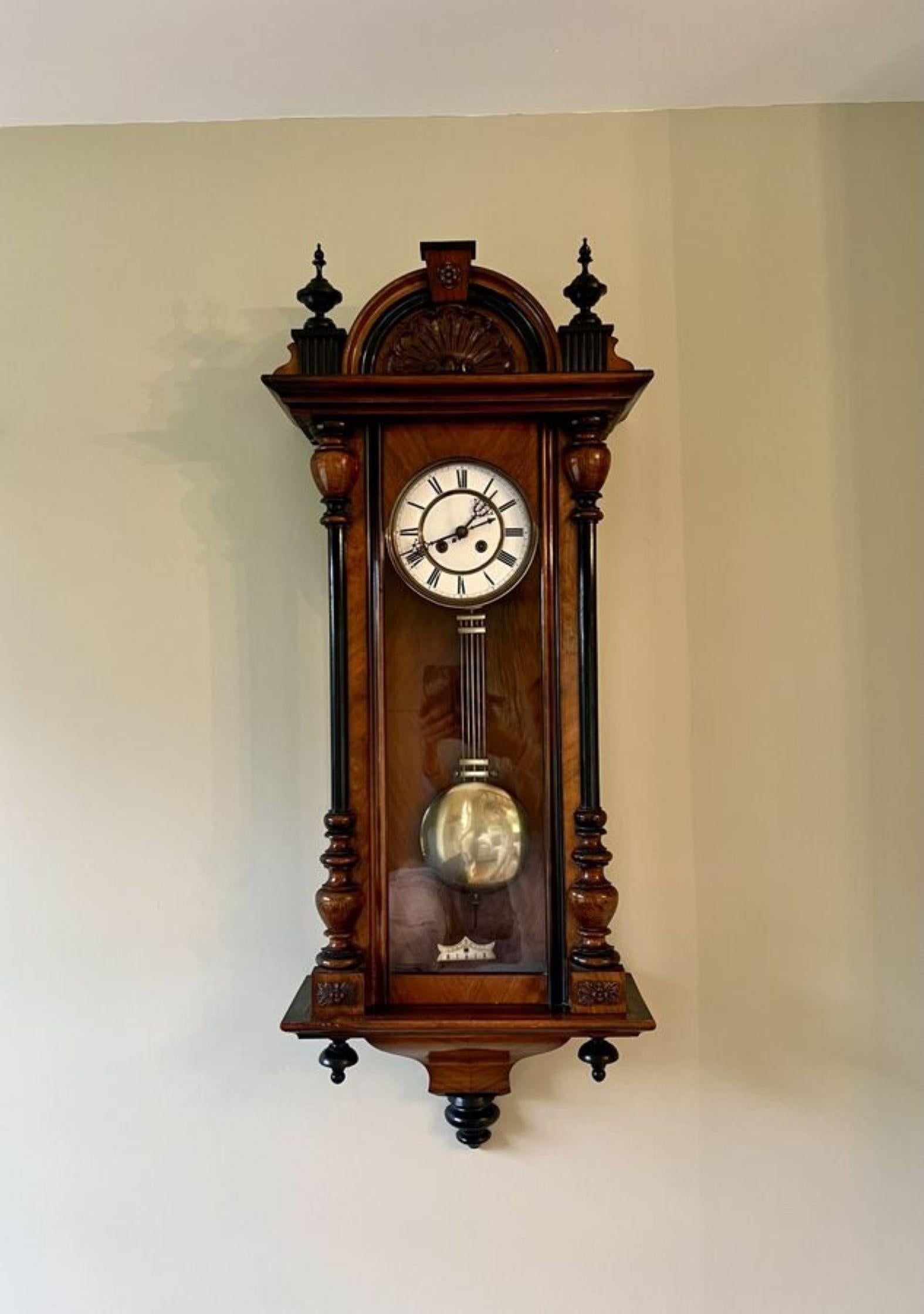 Brass Stunning quality antique Victorian walnut Vienna wall clock