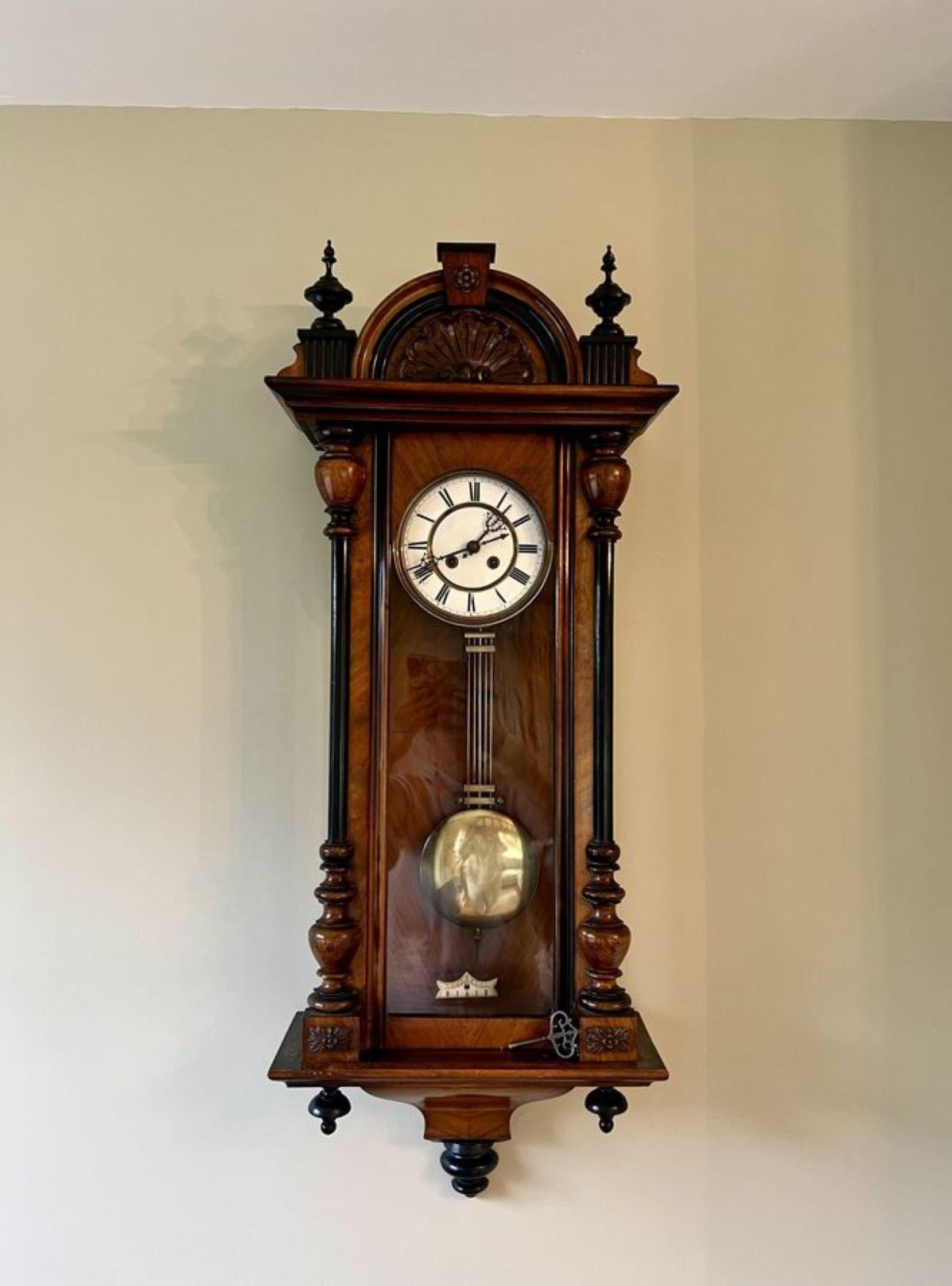 Stunning quality antique Victorian walnut Vienna wall clock 1