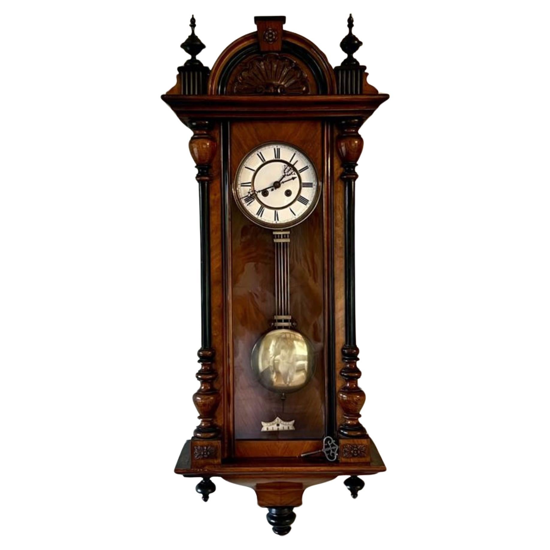 Stunning quality antique Victorian walnut Vienna wall clock