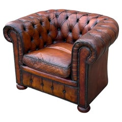 Stunning Quality Brown Leather 1-Seater Chesterfield Club Chair
