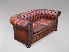 Stunning Quality Brown Leather 2-Seater Chesterfield Sofa