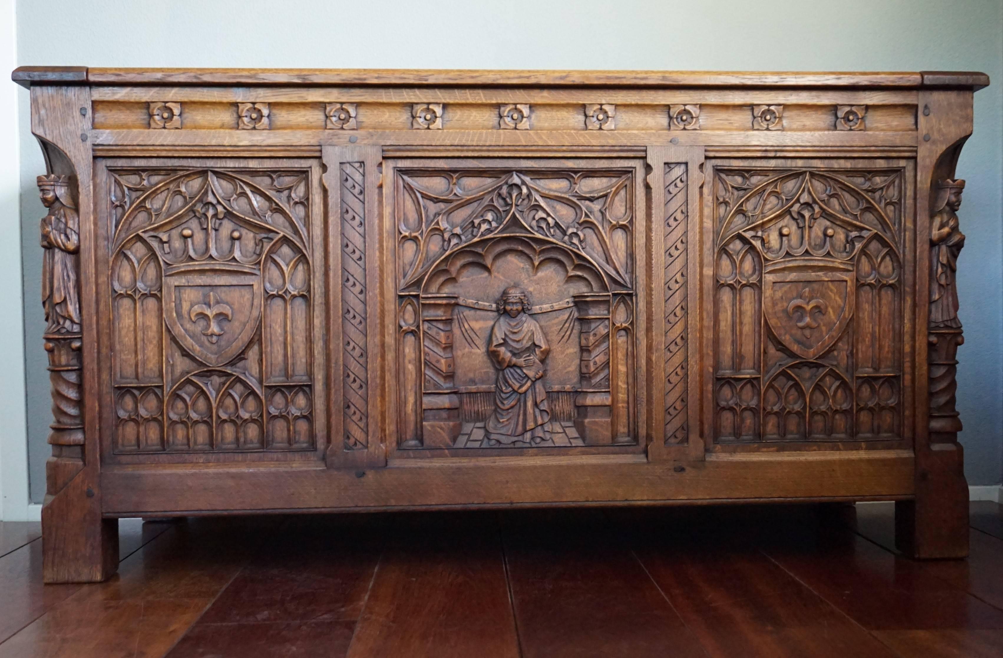 Wonderful Gothic Revival chest with an amazing presence.

If you like rare Gothic Revival furniture then we are certain you will like this quality carved and intricate chest. This fine and practical specimen comes with stunning, church-window-like