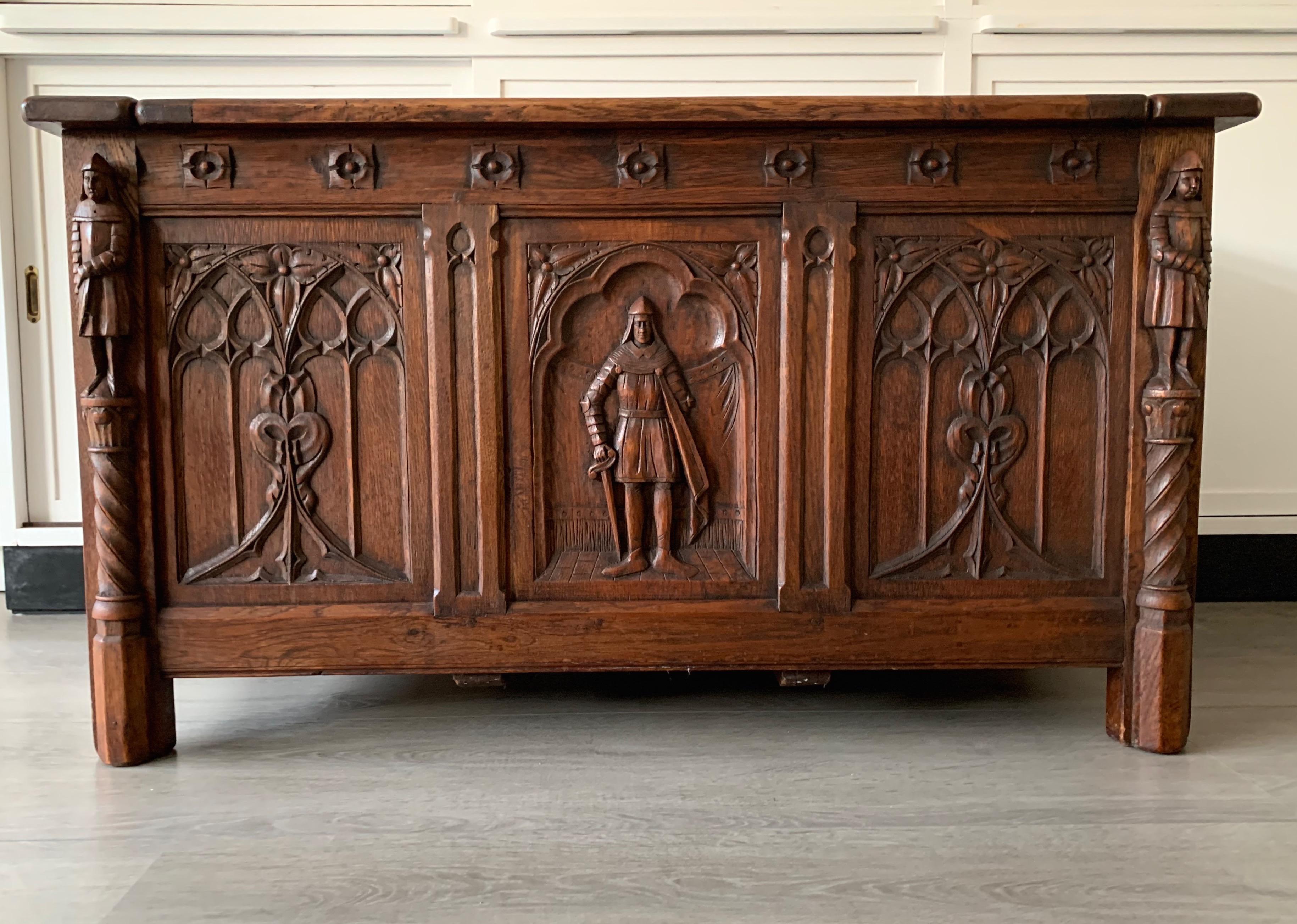 Wonderful Gothic Revival chest with an amazing presence.

If you like Gothic Revival furniture then we are certain you will like this quality carved and intricate chest. This fine and practical specimen comes with very attractive, church-window-like