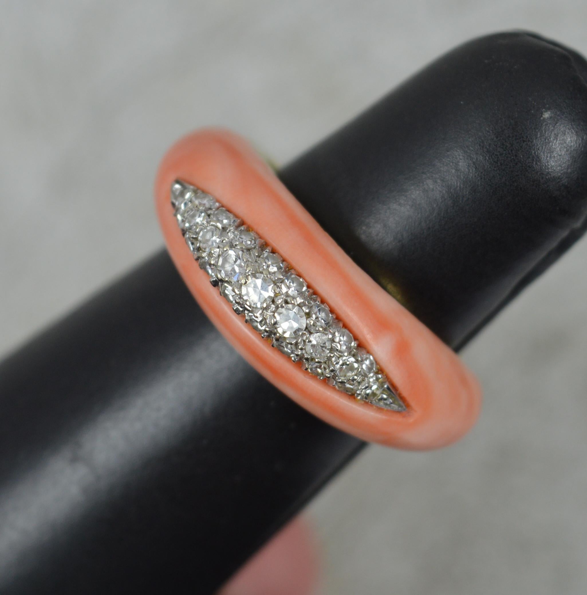 Stunning Quality Coral and Diamond 18 Carat Gold Band Ring For Sale 10