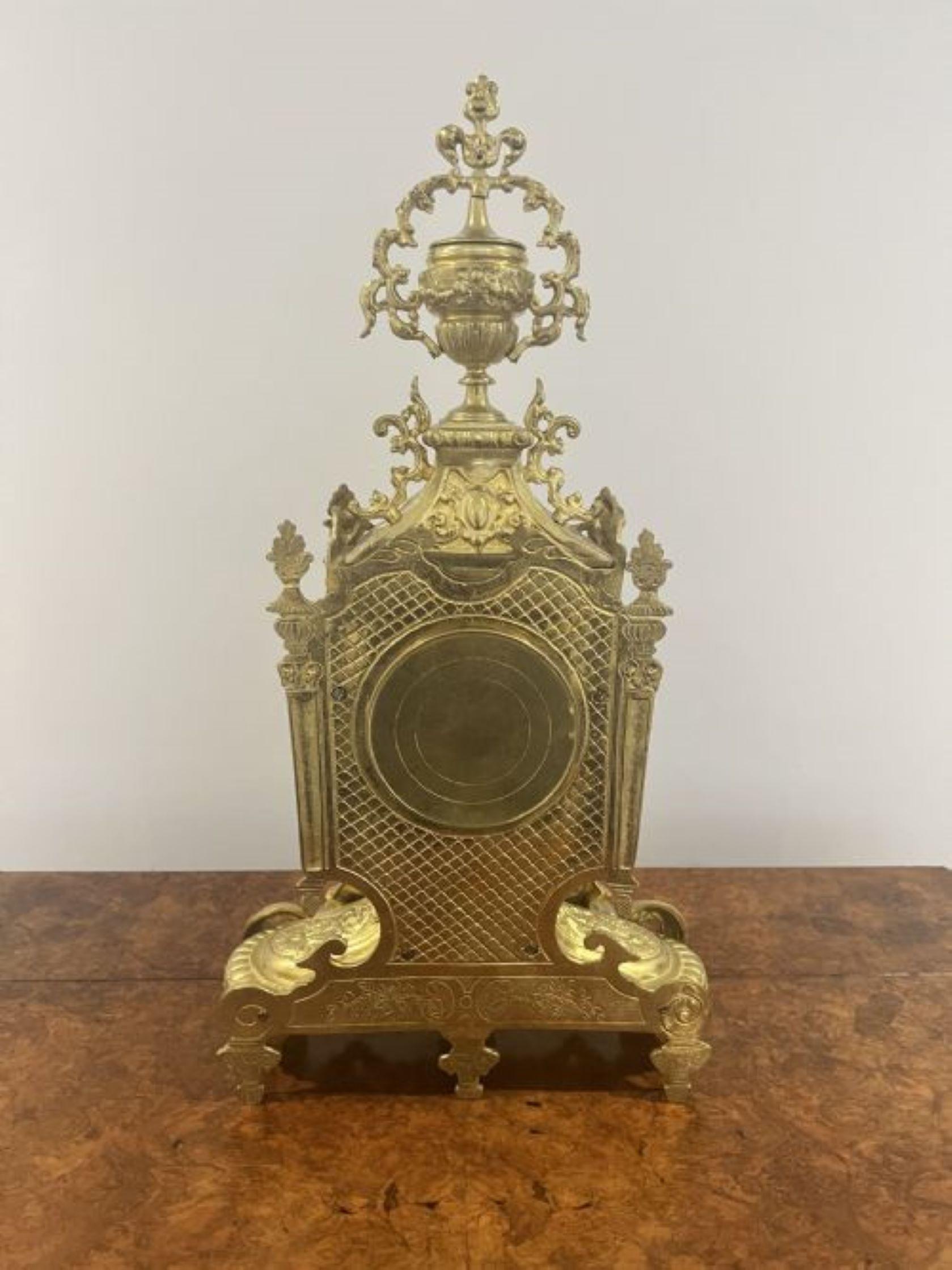 19th Century Stunning quality French antique Victorian ornate brass clock garniture  For Sale