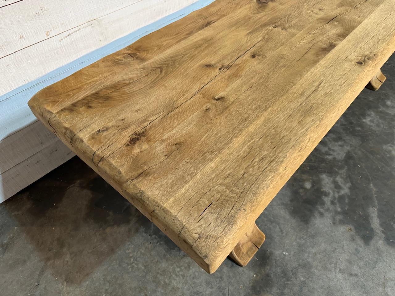 Stunning Quality Large French Bleached Oak Farmhouse Dining Table For Sale 6