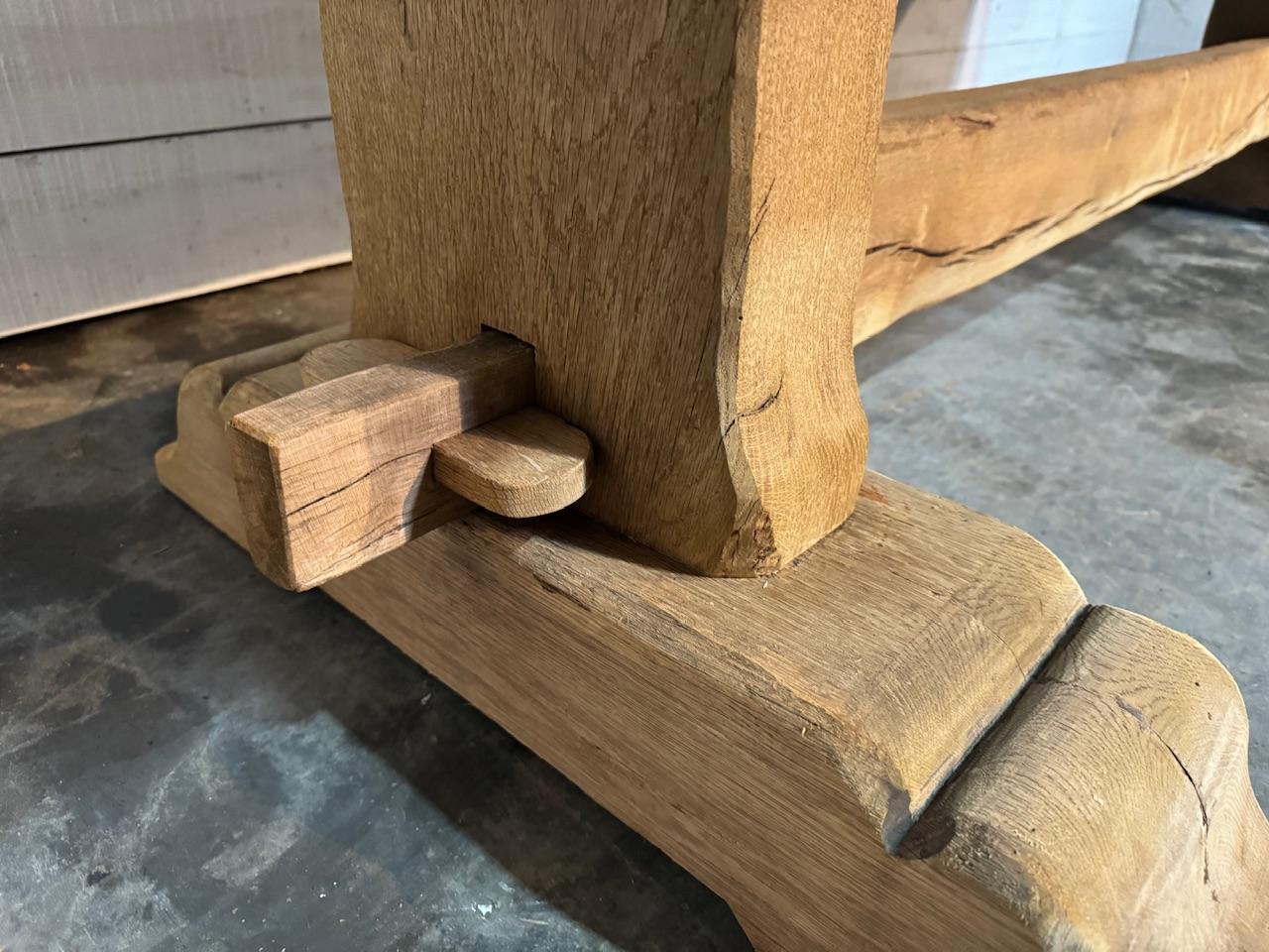 Stunning Quality Large French Bleached Oak Farmhouse Dining Table For Sale 8