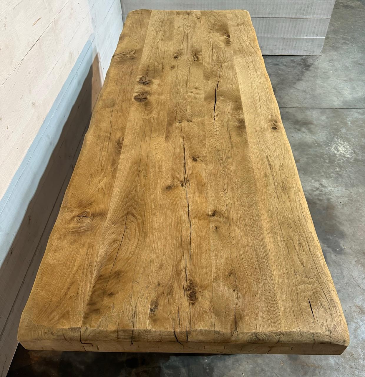 Stunning Quality Large French Bleached Oak Farmhouse Dining Table For Sale 9