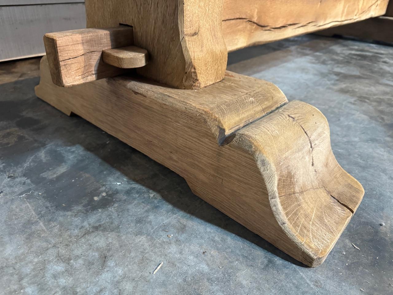 Stunning Quality Large French Bleached Oak Farmhouse Dining Table For Sale 11