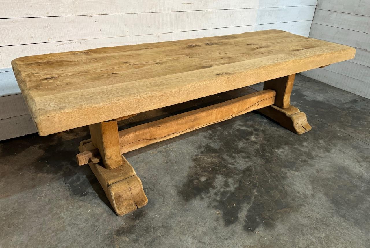 A table of this quality comes up from time to time but not often, made from solid Oak with a 10cm thick top. French in origin and dating to the early 1900s, of excellent quality construction this table will be around for generations to come. We have
