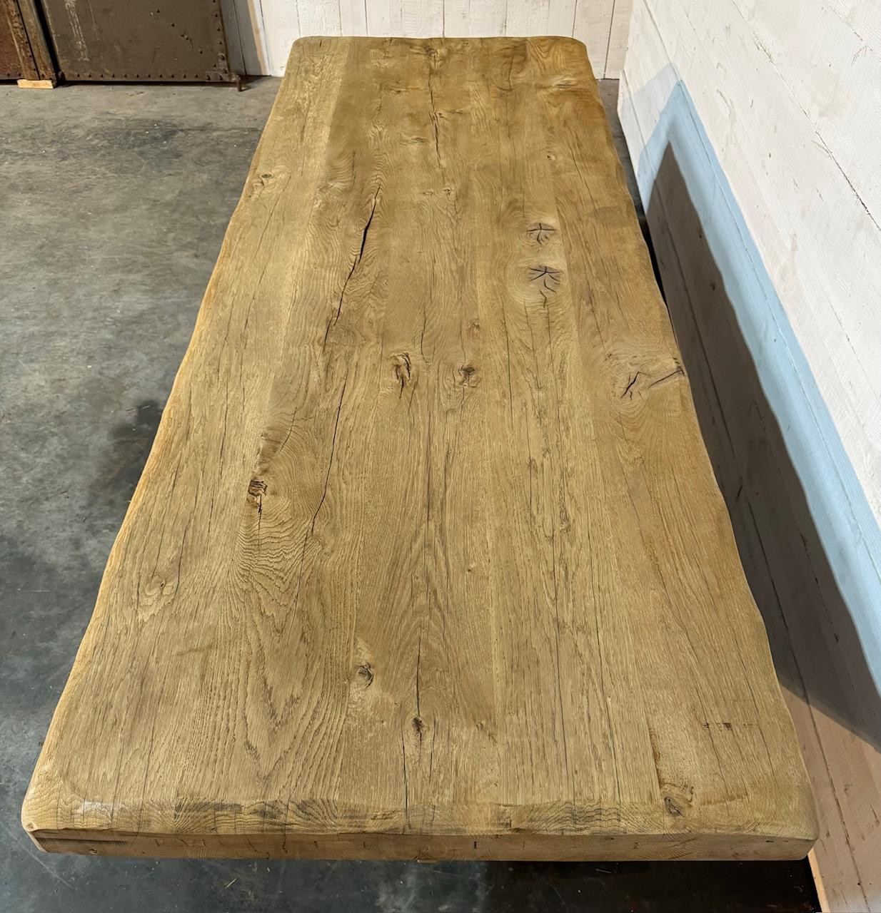 Stunning Quality Large French Bleached Oak Farmhouse Dining Table For Sale 4