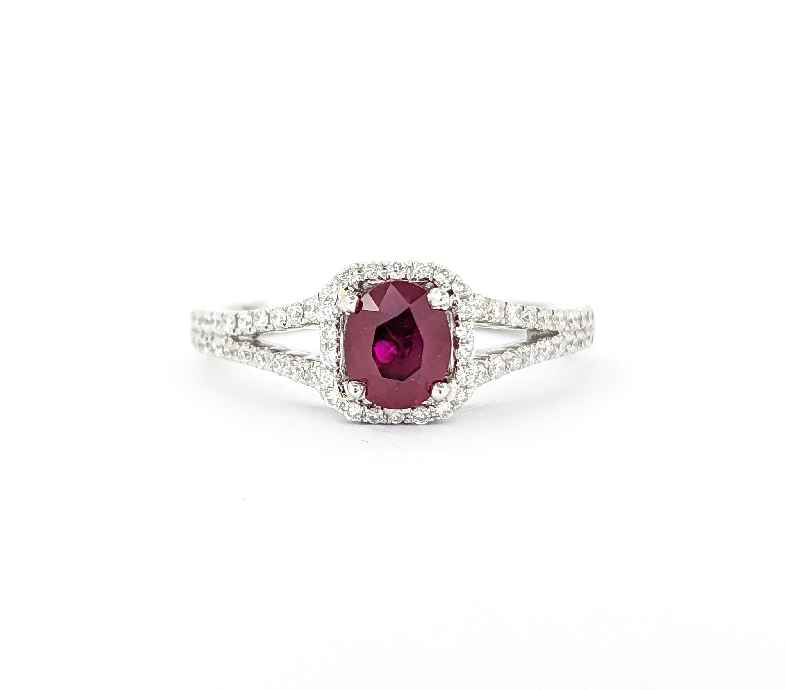 Stunning Quality Natural Ruby & Diamond Ring in 18kt White Gold For Sale 4