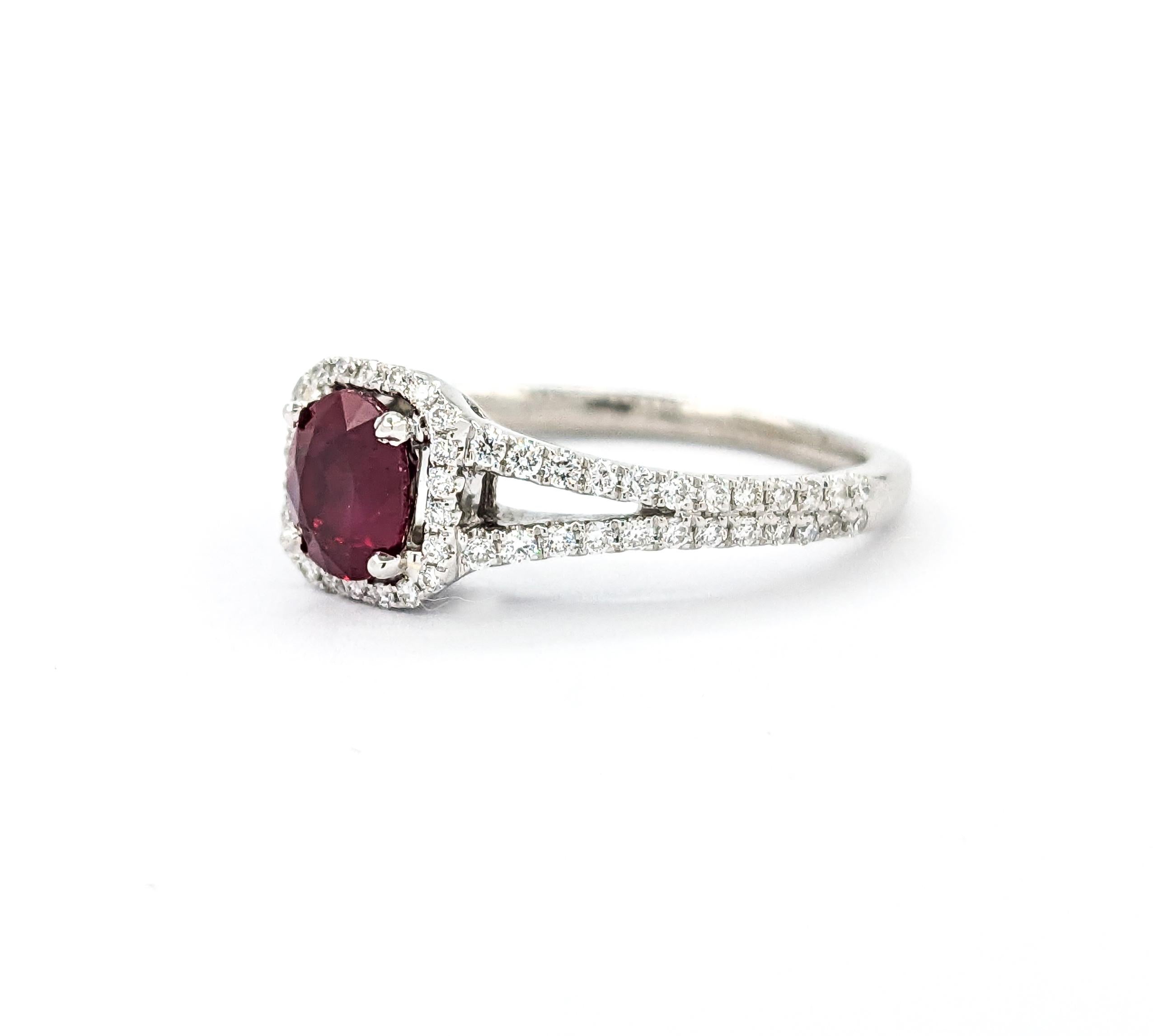 Stunning Quality Natural Ruby & Diamond Ring in 18kt White Gold For Sale 3
