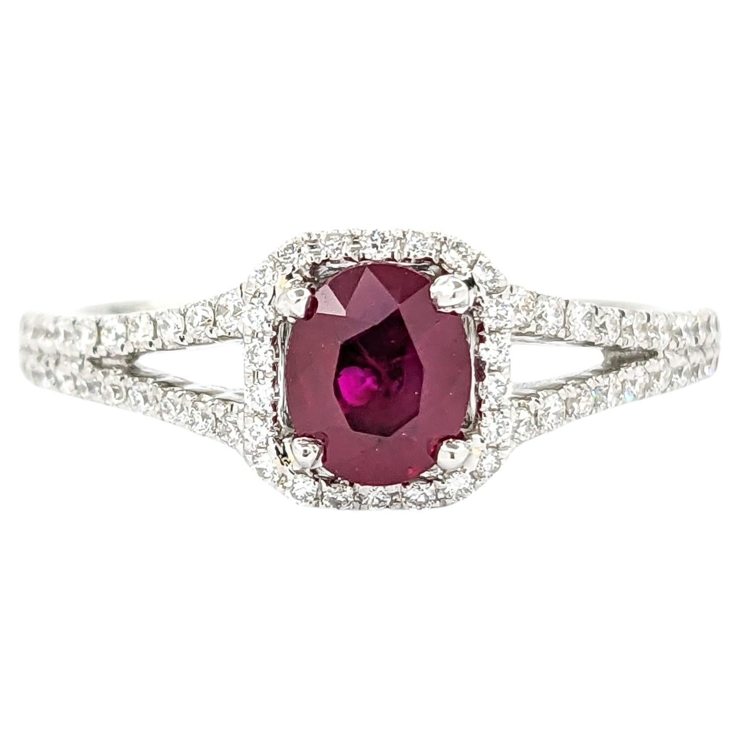 Stunning Quality Natural Ruby & Diamond Ring in 18kt White Gold