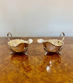 Stunning quality pair of antique Edwardian silver plated sauce boats