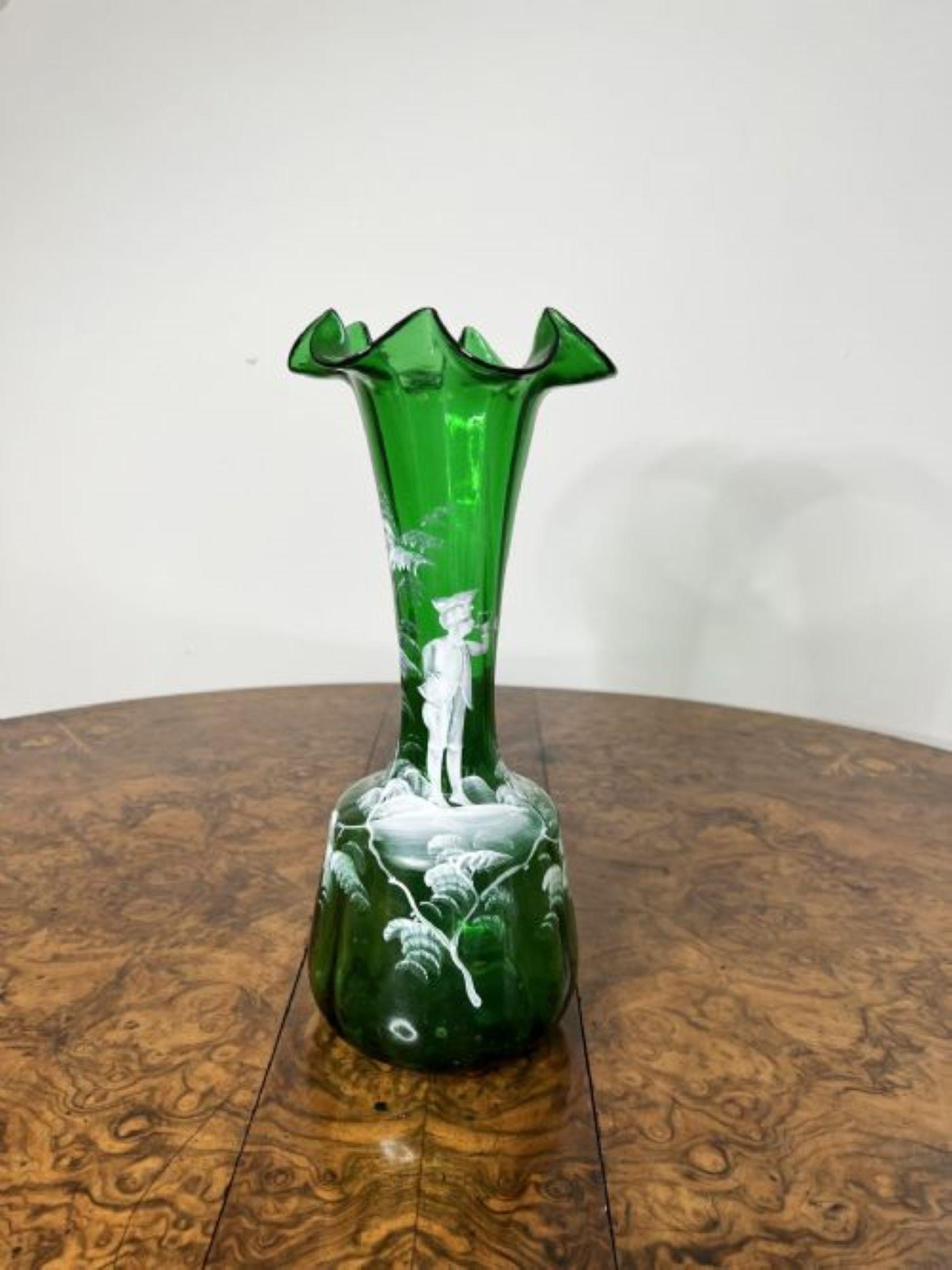 Glass Stunning quality pair of antique Victorian Mary Gregory vases  For Sale