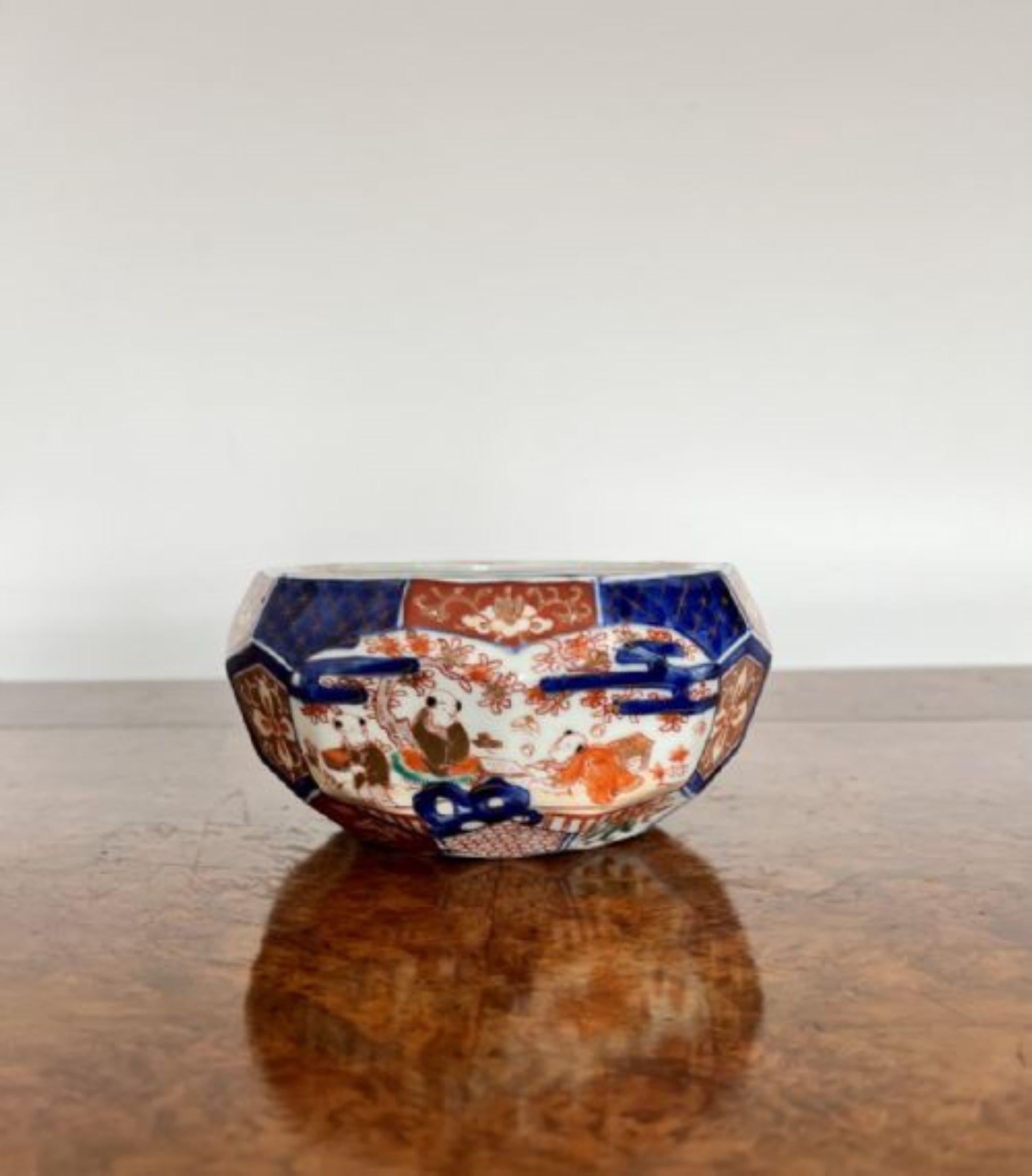 20th Century Stunning quality unusual hexagonal shaped antique Japanese imari bowl For Sale