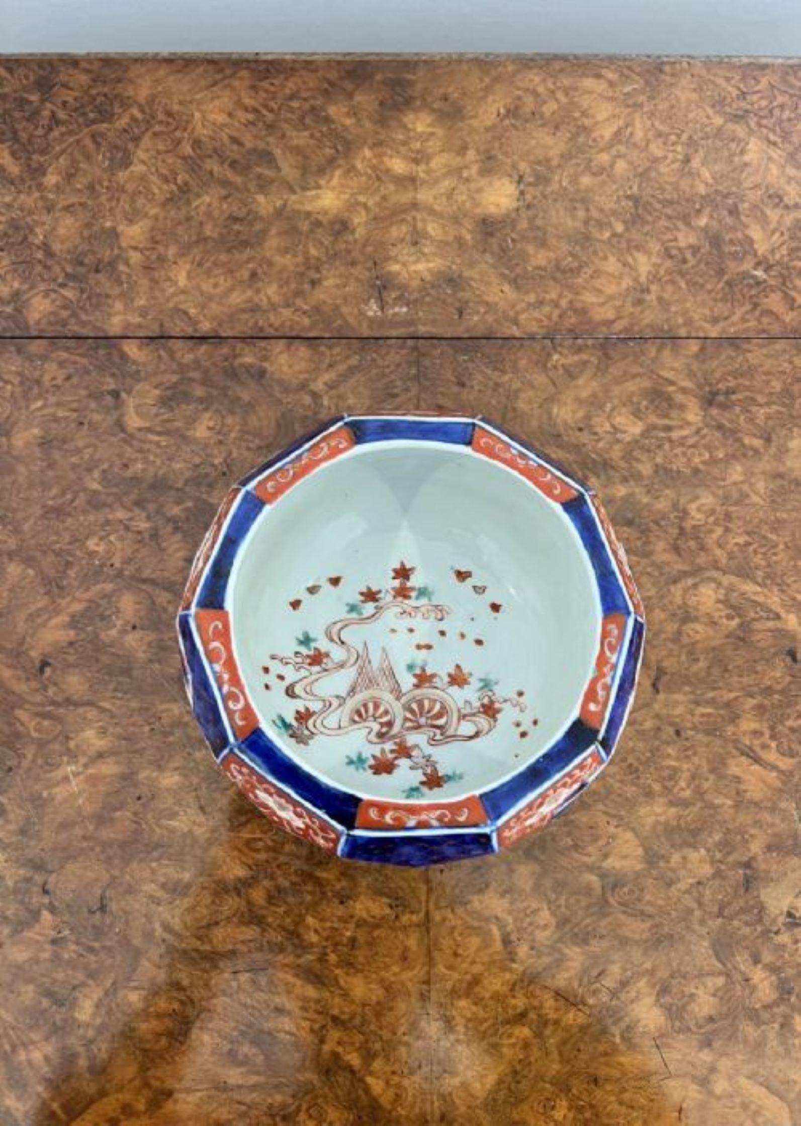 Stunning quality unusual hexagonal shaped antique Japanese imari bowl For Sale 1
