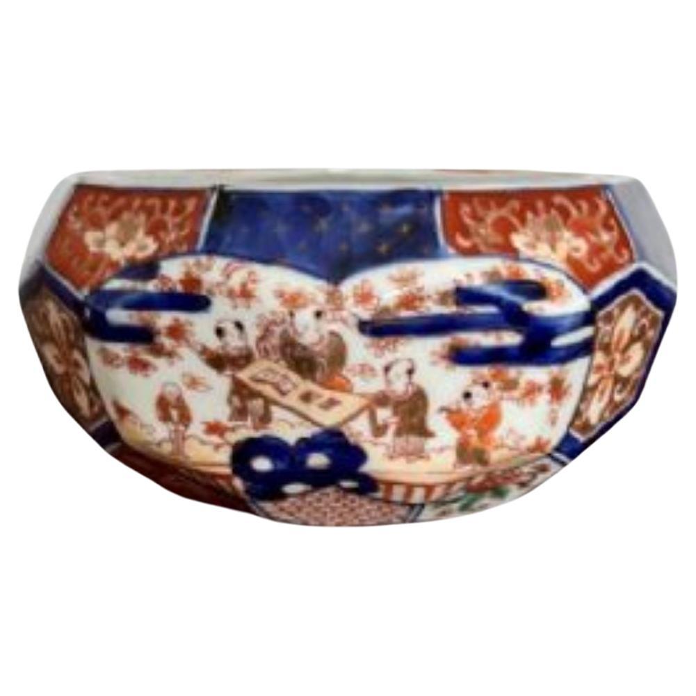 Stunning quality unusual hexagonal shaped antique Japanese imari bowl For Sale