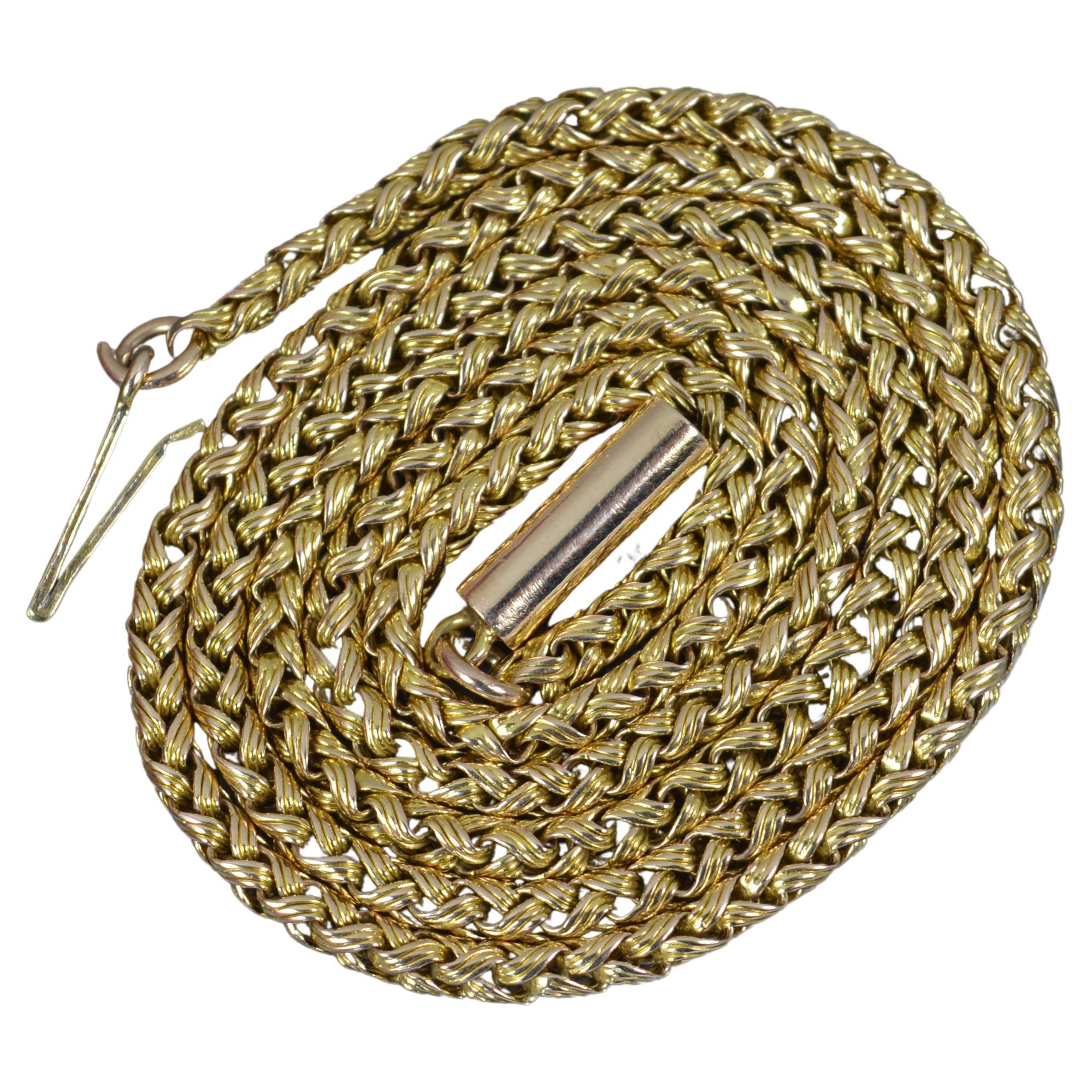Stunning Quality Victorian 15 Carat Gold 19 1/2" Long Chain For Sale at