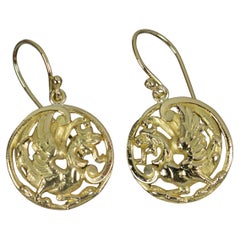 Antique Stunning Quality Victorian 18 Carat Gold Phoenix Griffin Earrings