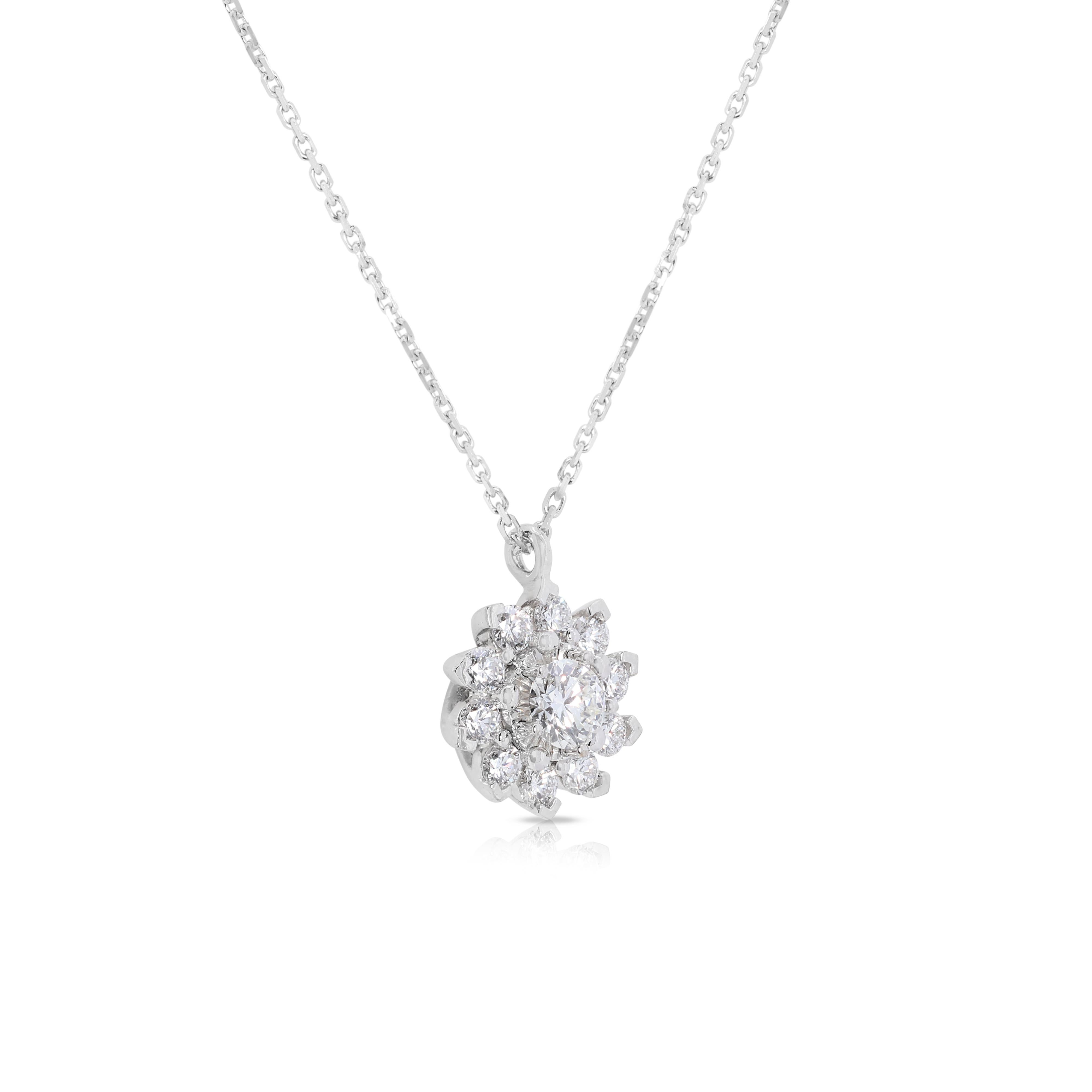 Round Cut Stunning Quarter Carat Natural Diamond Necklace in 18K White Gold
