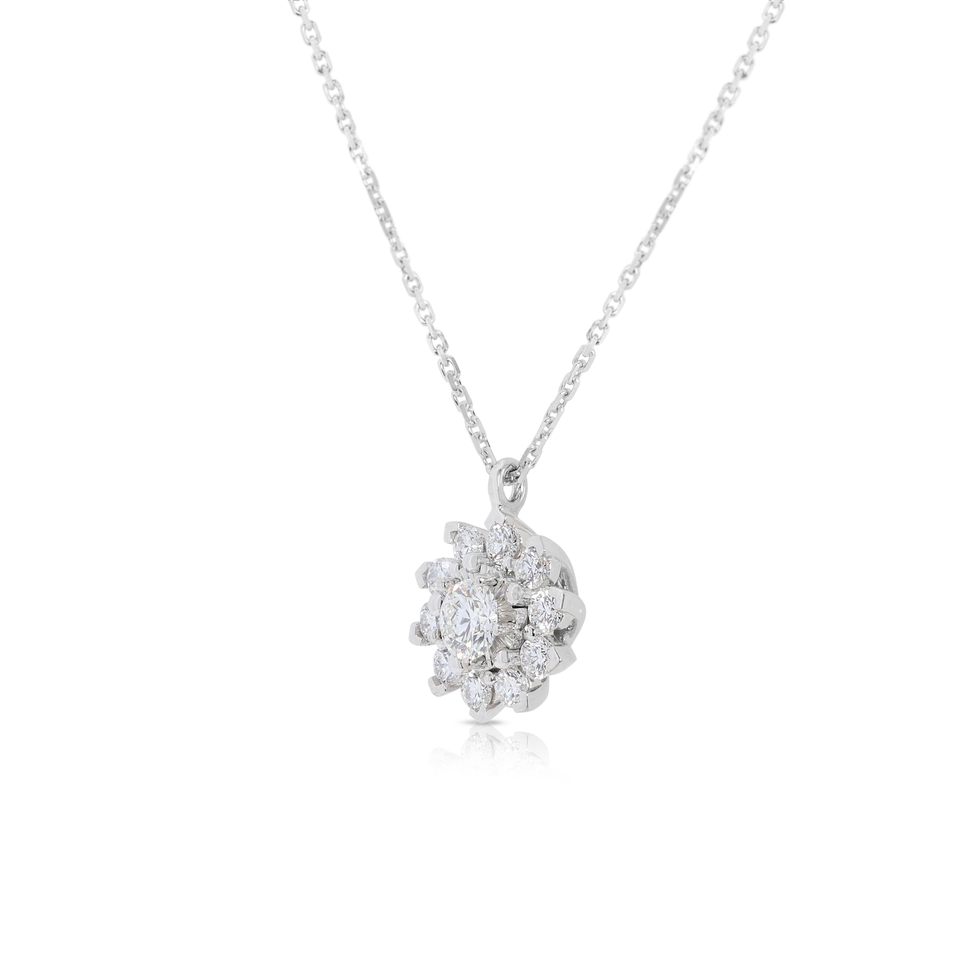 Stunning Quarter Carat Natural Diamond Necklace in 18K White Gold In Excellent Condition In רמת גן, IL
