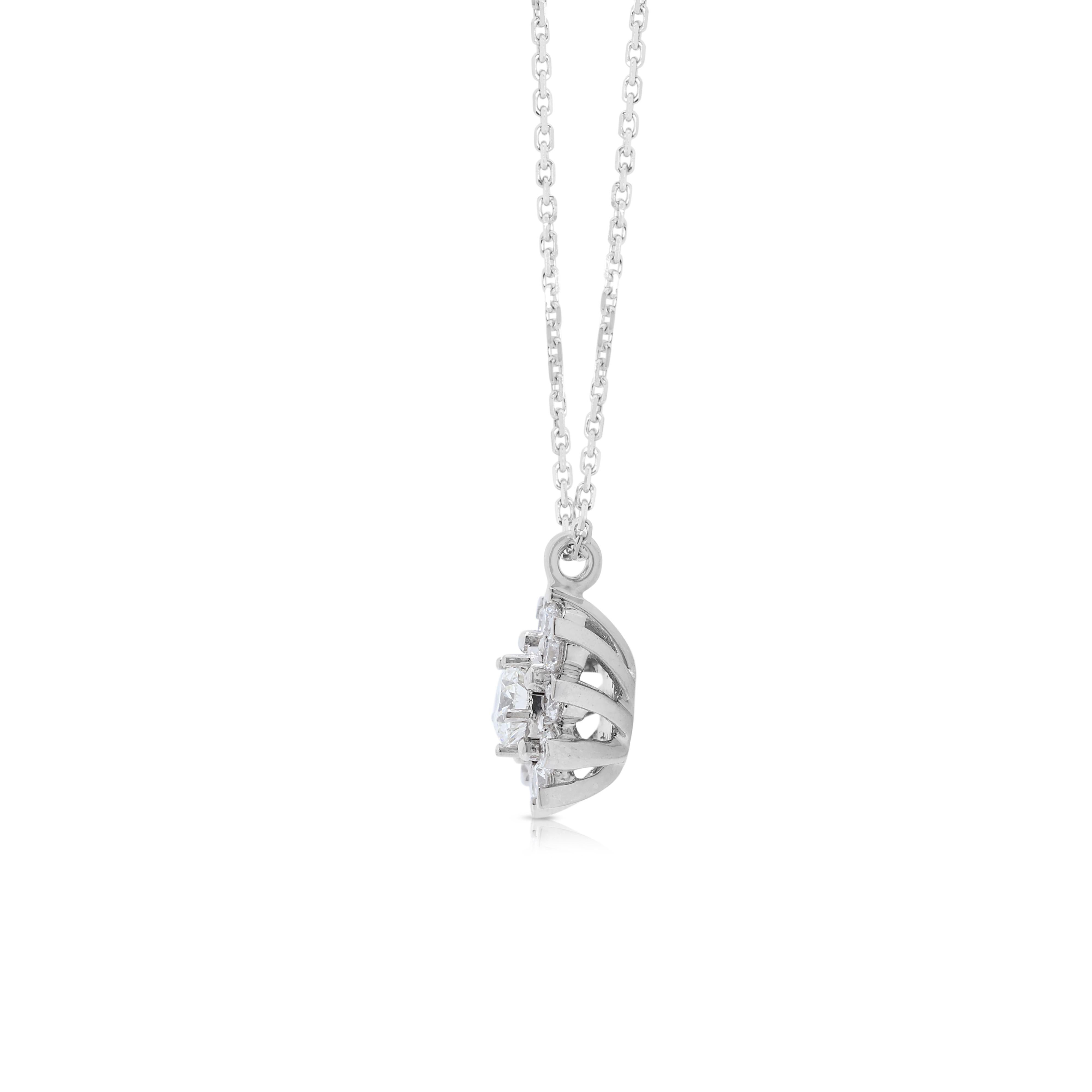 Women's Stunning Quarter Carat Natural Diamond Necklace in 18K White Gold