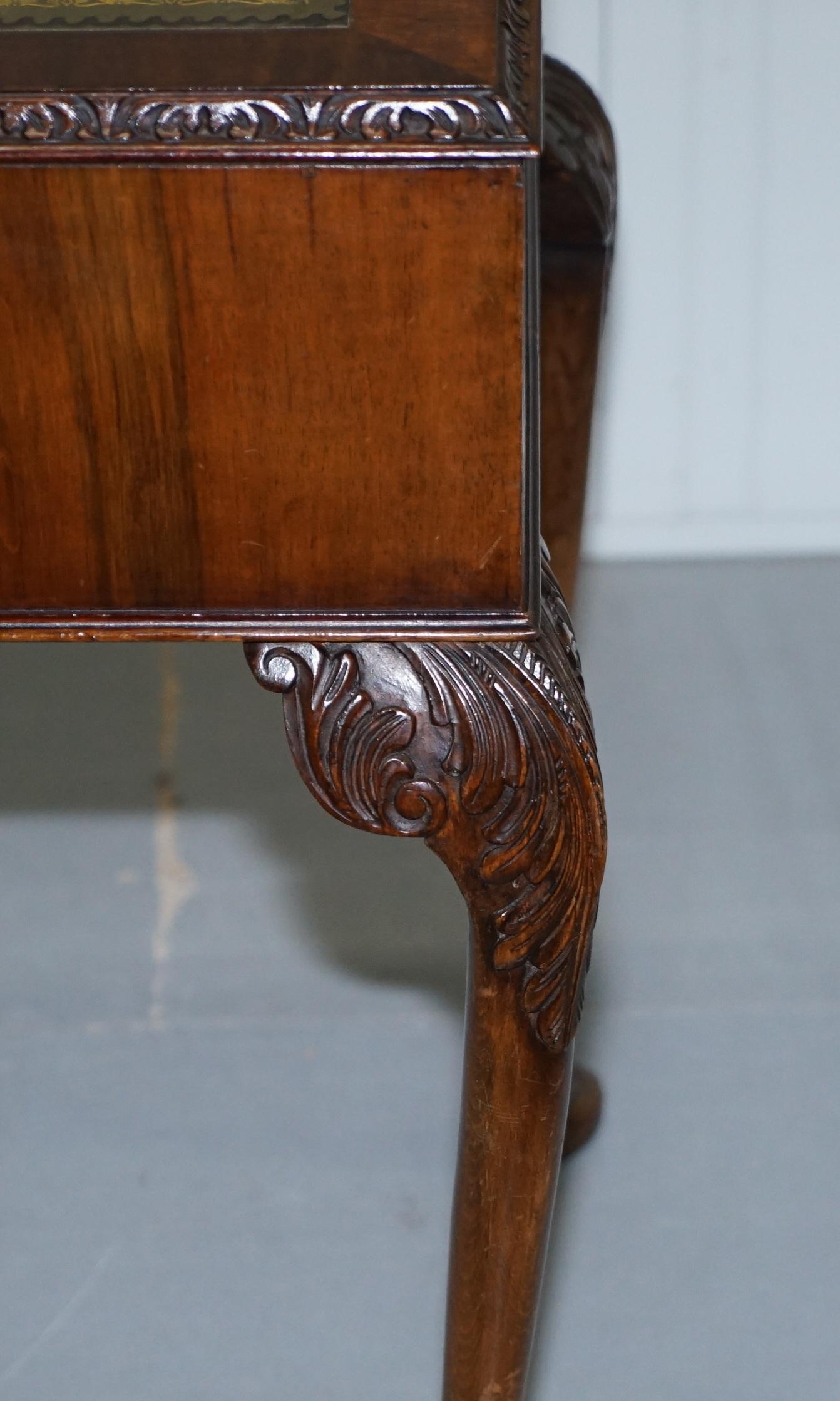 Stunning Queen Anne Pad Foot Walnut Writing Hall Console Table Desk Leather Top 9
