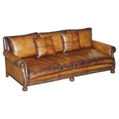 STUNNiNG RALPH LAUREN ARAN ISLES CUSTOM MADE BROWN LEATHER SOFA