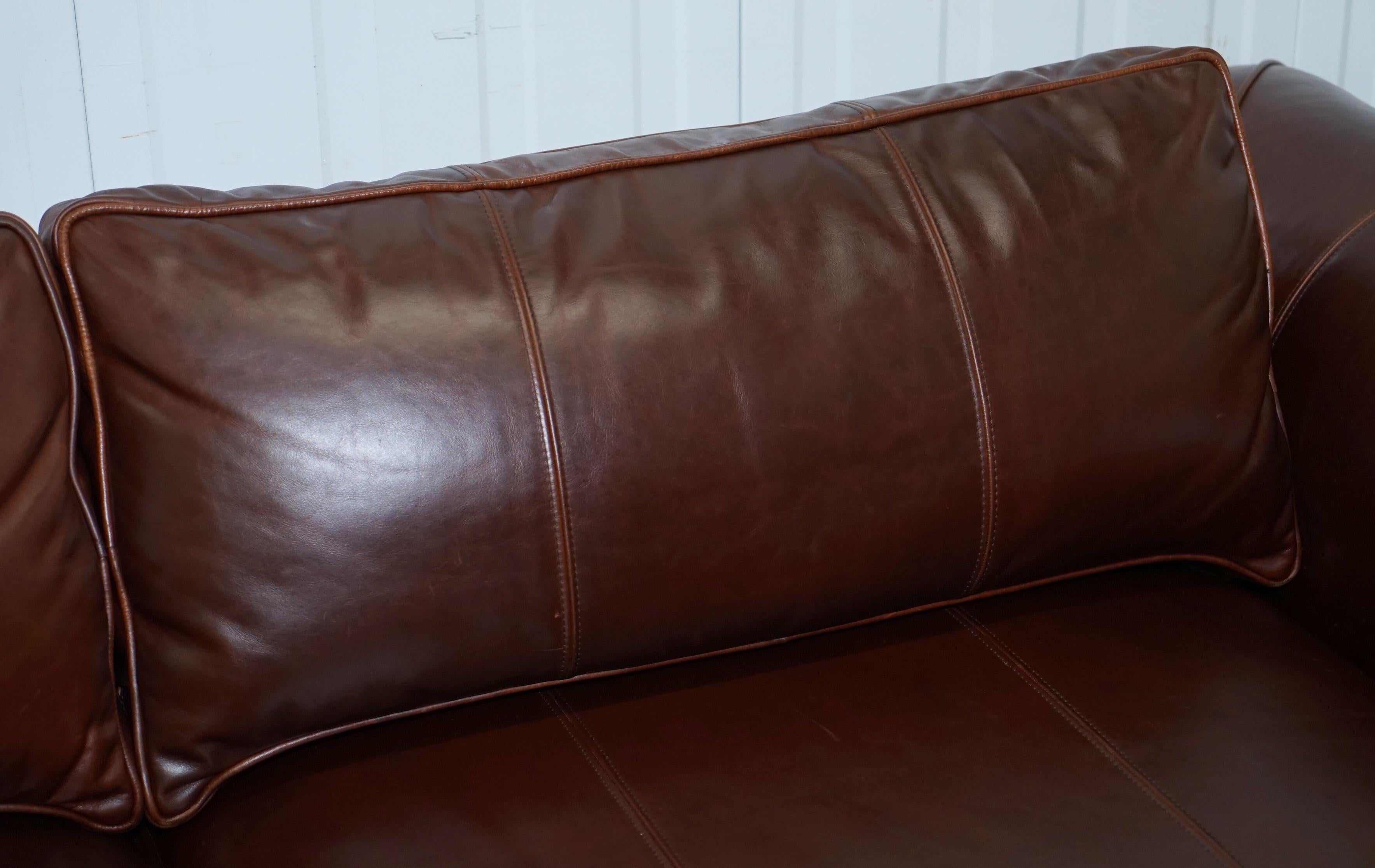 Hand-Crafted Stunning Ralph Lauren Colonial Thick Brown Leather Three-Seat Sofa