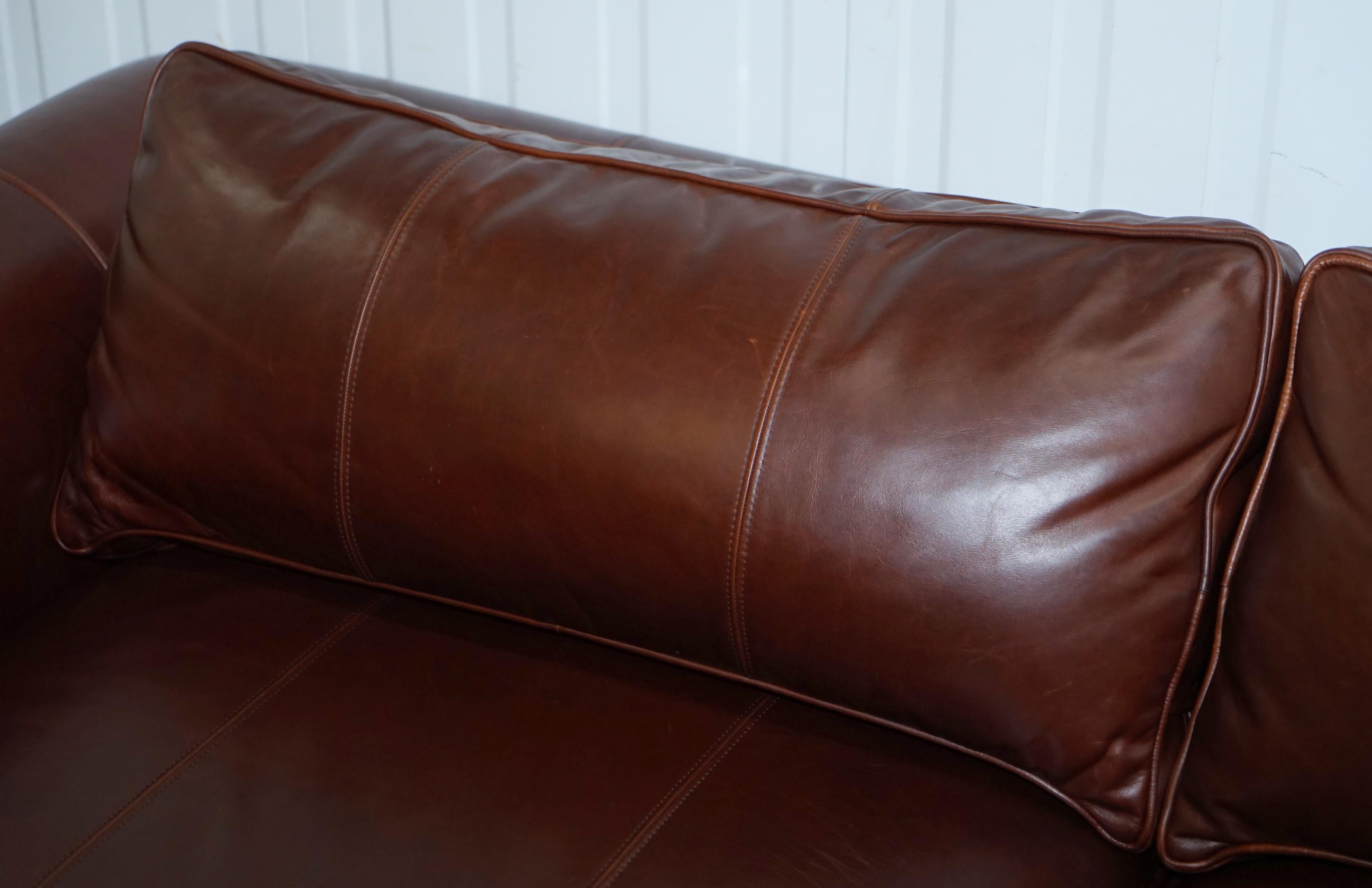 Contemporary Stunning Ralph Lauren Colonial Thick Brown Leather Three-Seat Sofa