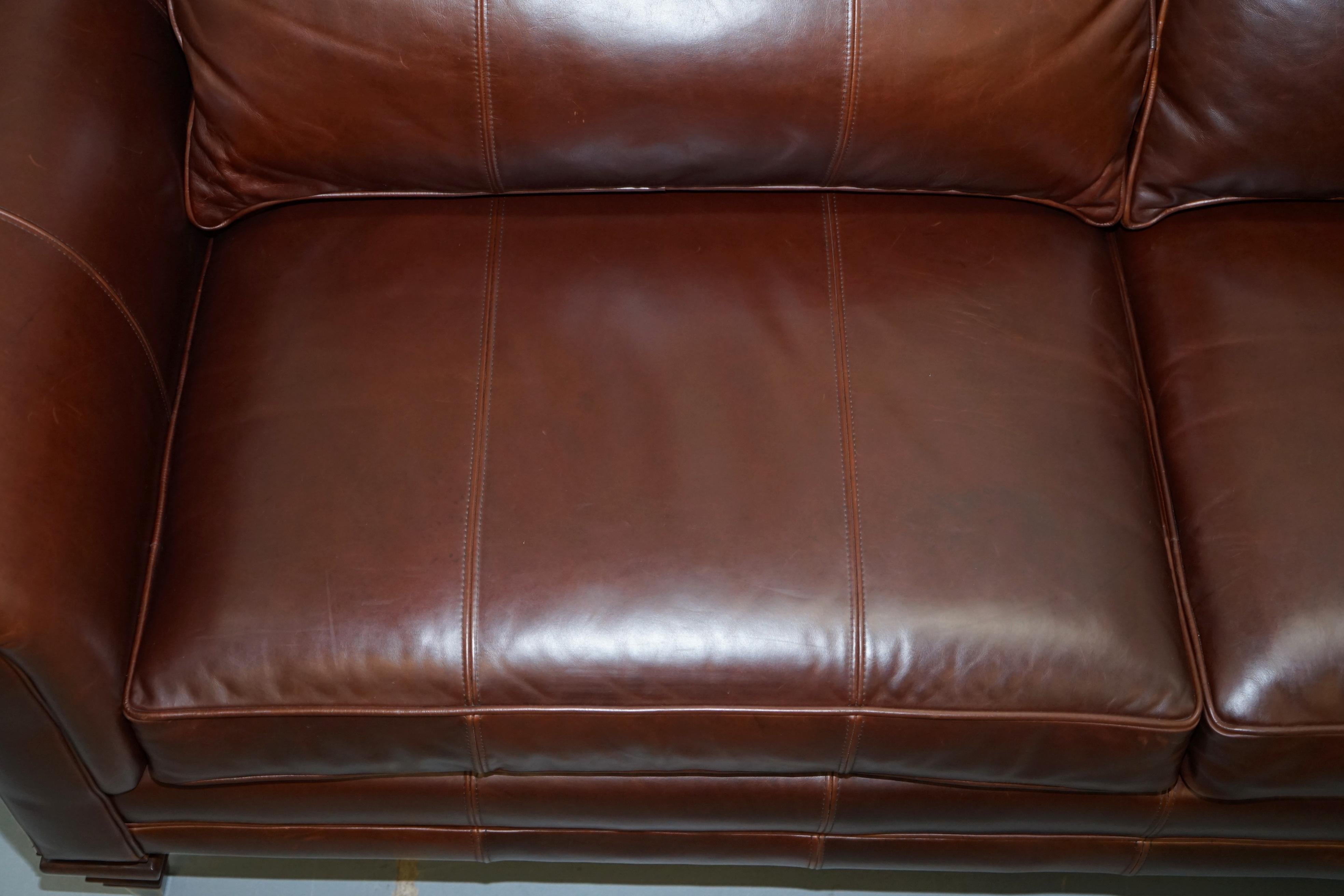 Stunning Ralph Lauren Colonial Thick Brown Leather Three-Seat Sofa 1