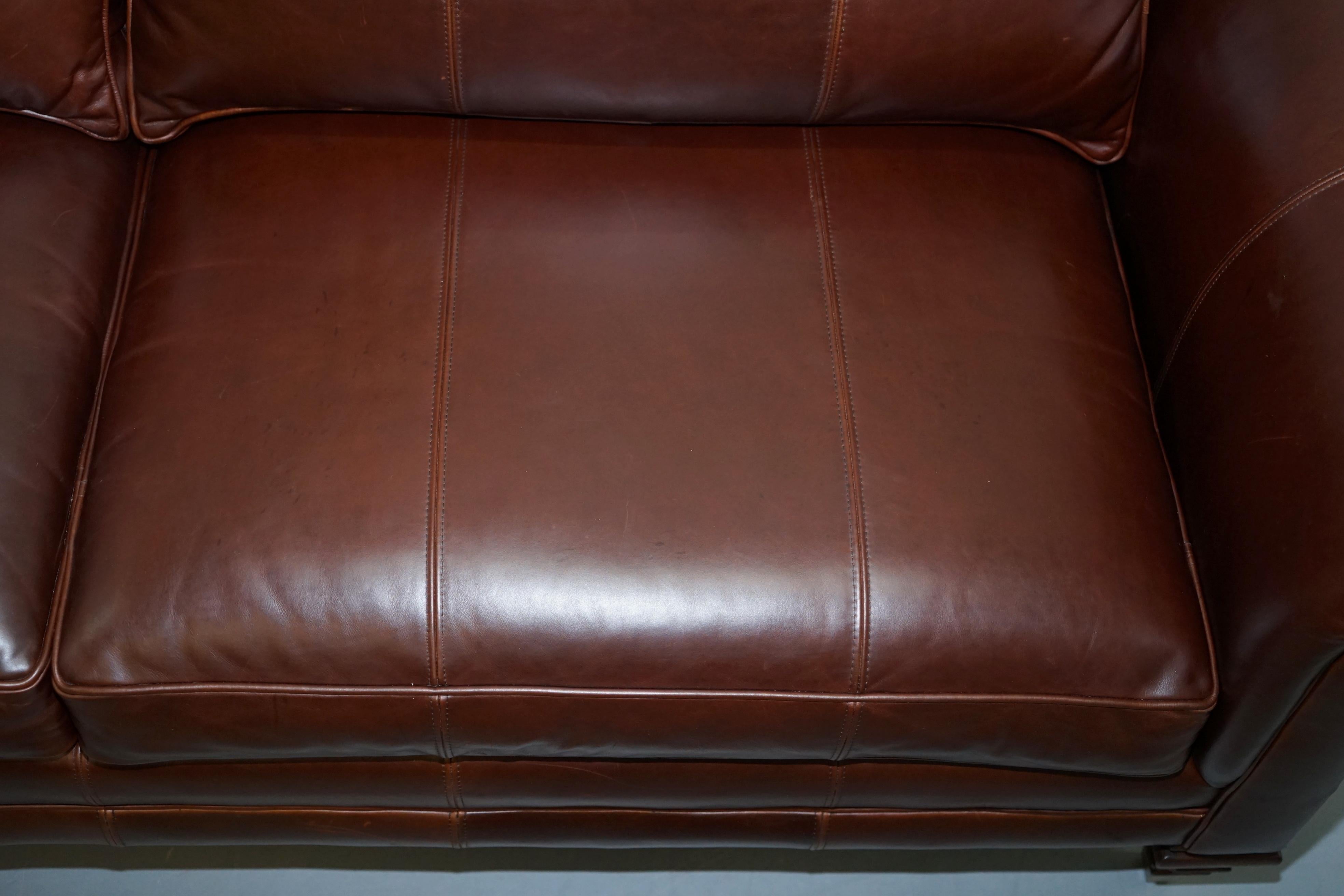 Stunning Ralph Lauren Colonial Thick Brown Leather Three-Seat Sofa 2