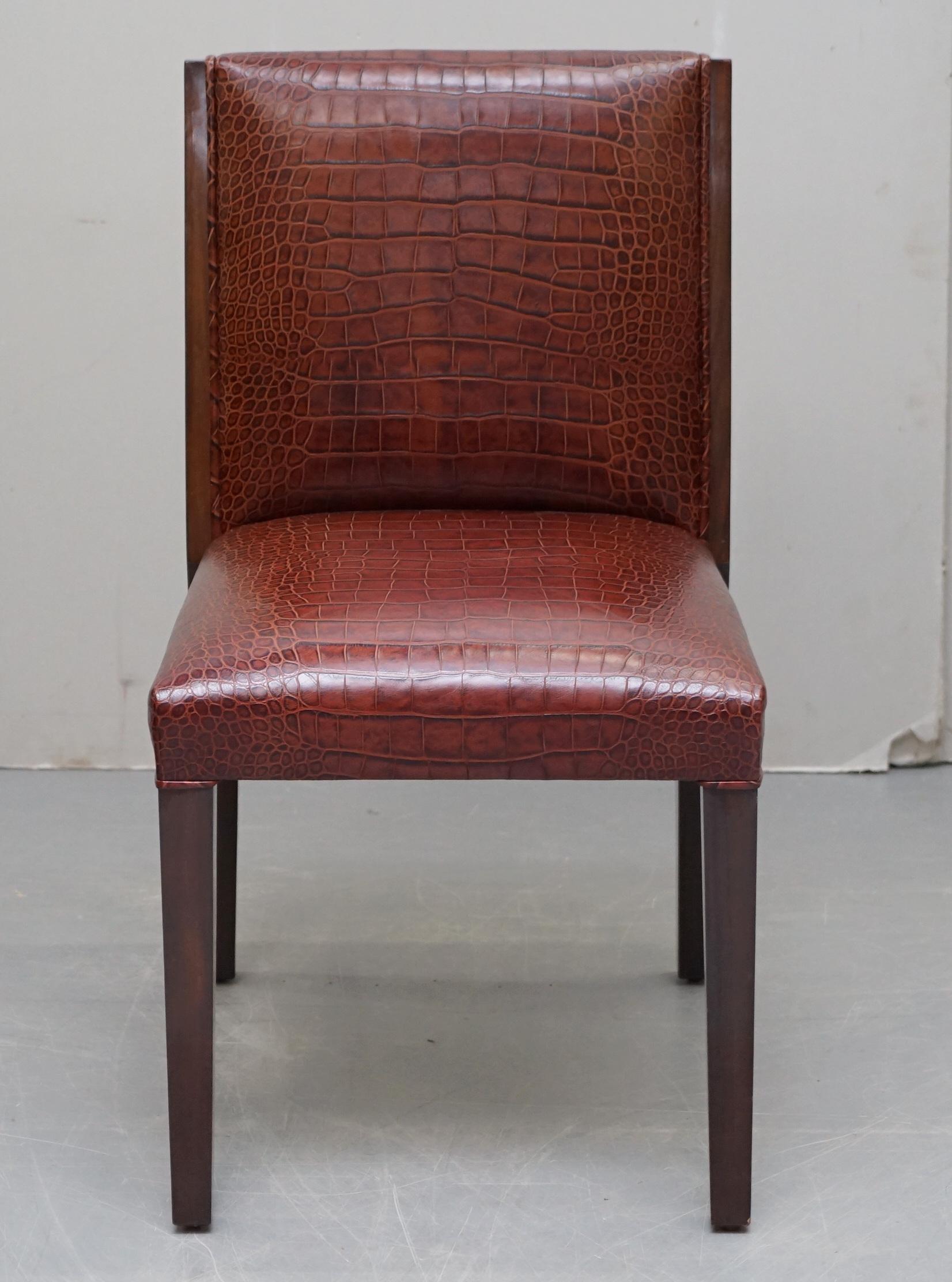 We are delighted to offer for sale this lovely contemporary Ralph Lauren Crocodile patina brown leather desk office chair

A very well made designer chair, designed to be used as a desk office chair, it has a very nice crocodile embossed patina