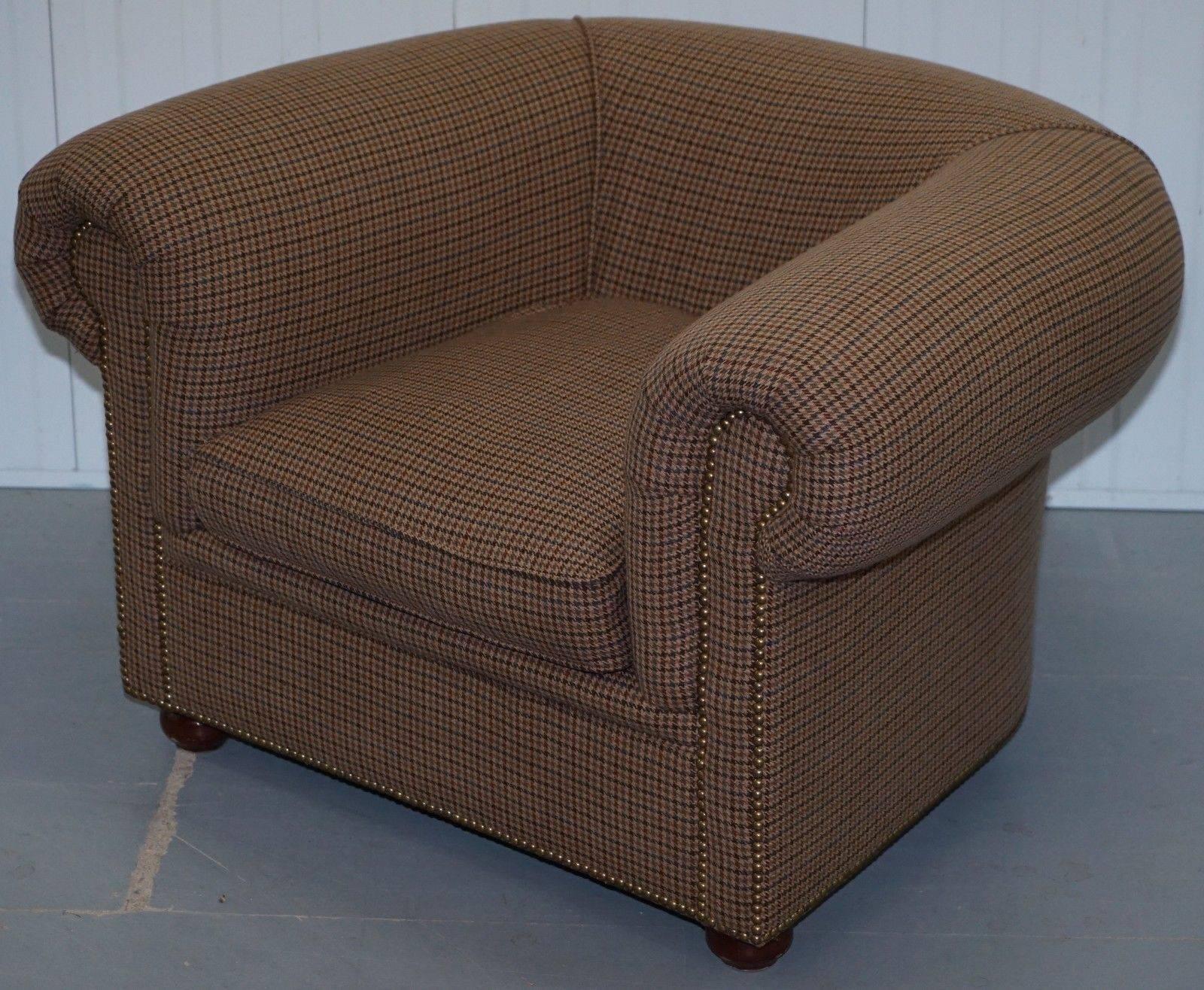 We are delighted to offer for sale this perfect condition Herringbone wool upholstered Ralph Lauren club armchair

A lovely looking and well made armchair in retail new perfect condition so far as I can see, there is a tiny little mark on the