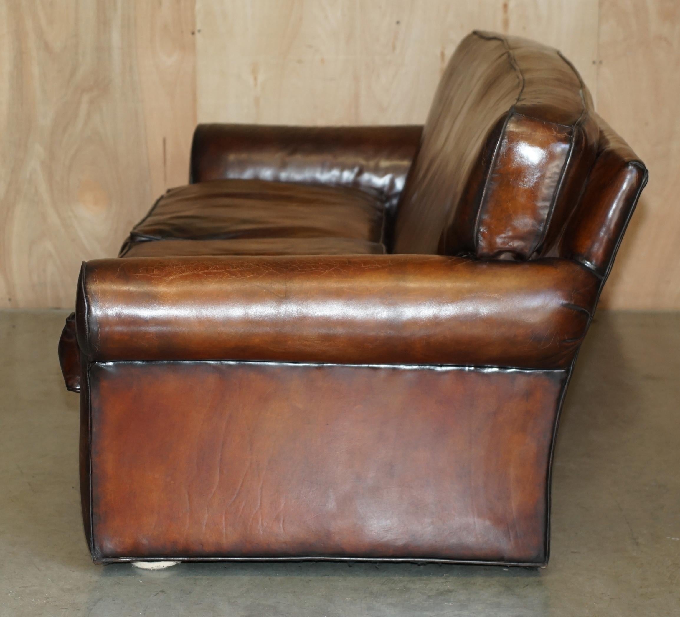 STUNNiNG RALPH LAUREN FULLY RESTORED HERITAGE BROWN LEATHER SOFA For Sale 10