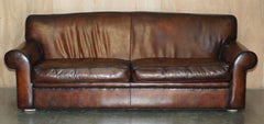 STUPENDO DIVANO IN PELLE MARRONE DI Ralph Lauren COMPLETAMENTE RESTAURATO