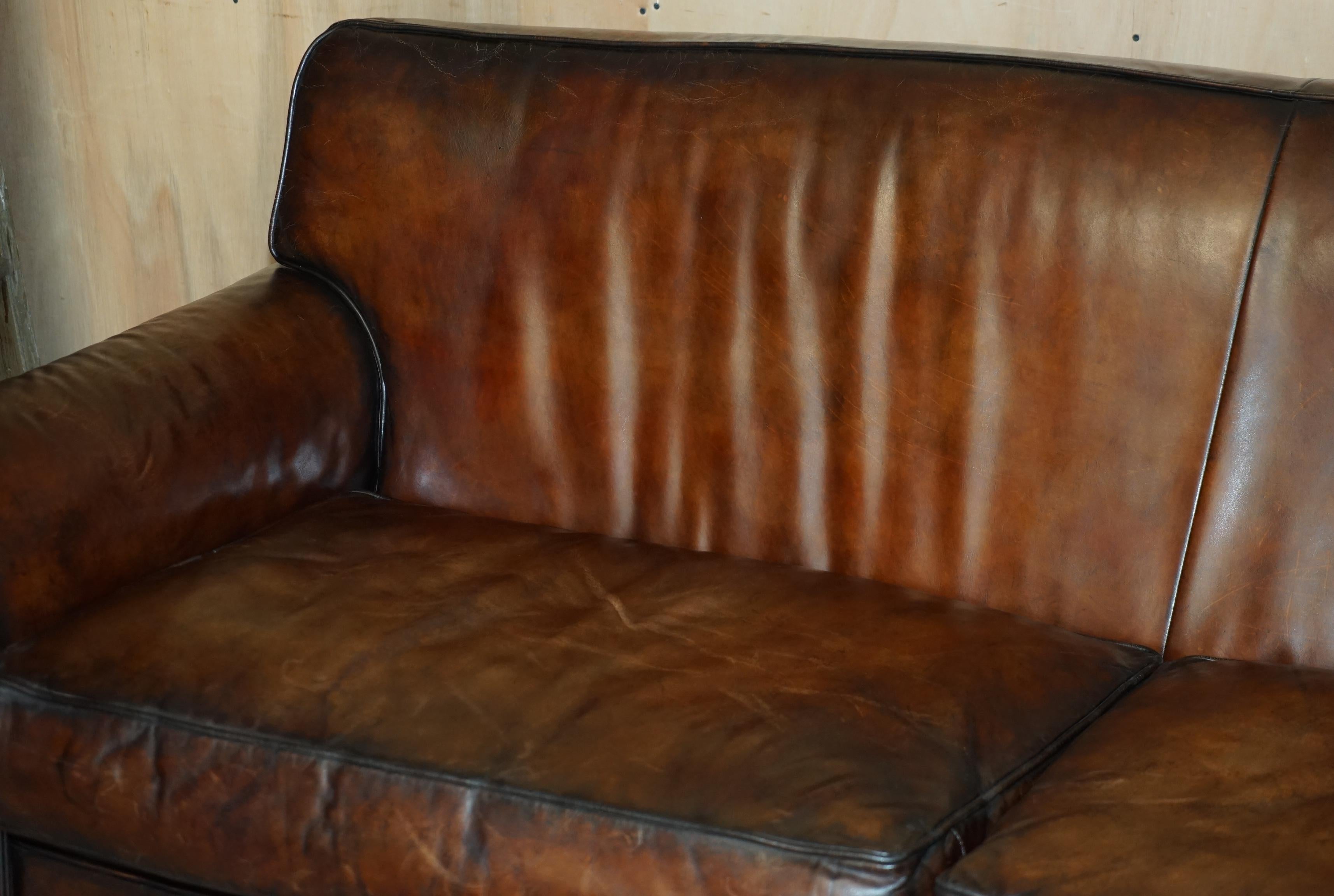 Art Deco STUNNiNG RALPH LAUREN FULLY RESTORED HERITAGE BROWN LEATHER SOFA For Sale
