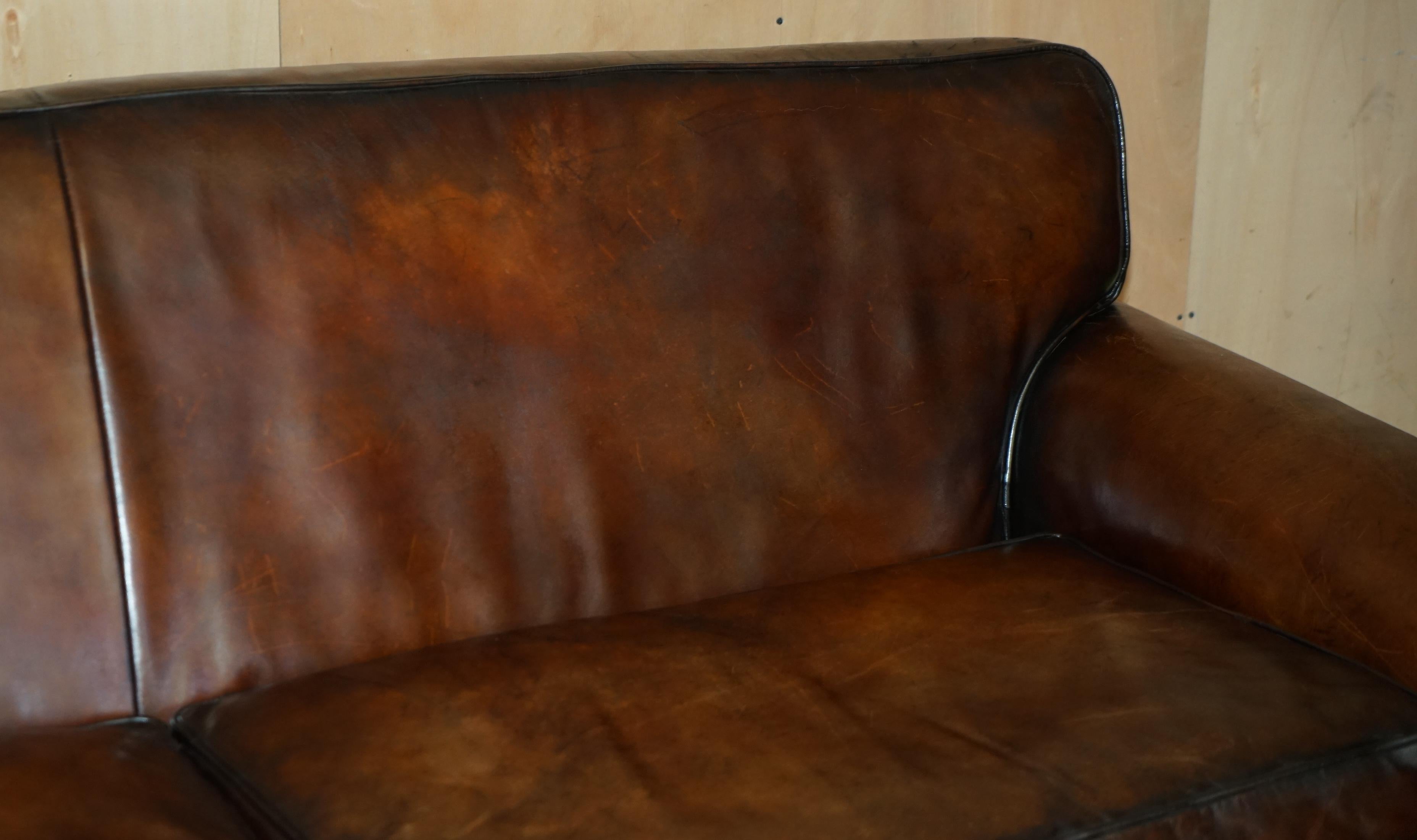Hand-Crafted STUNNiNG RALPH LAUREN FULLY RESTORED HERITAGE BROWN LEATHER SOFA For Sale