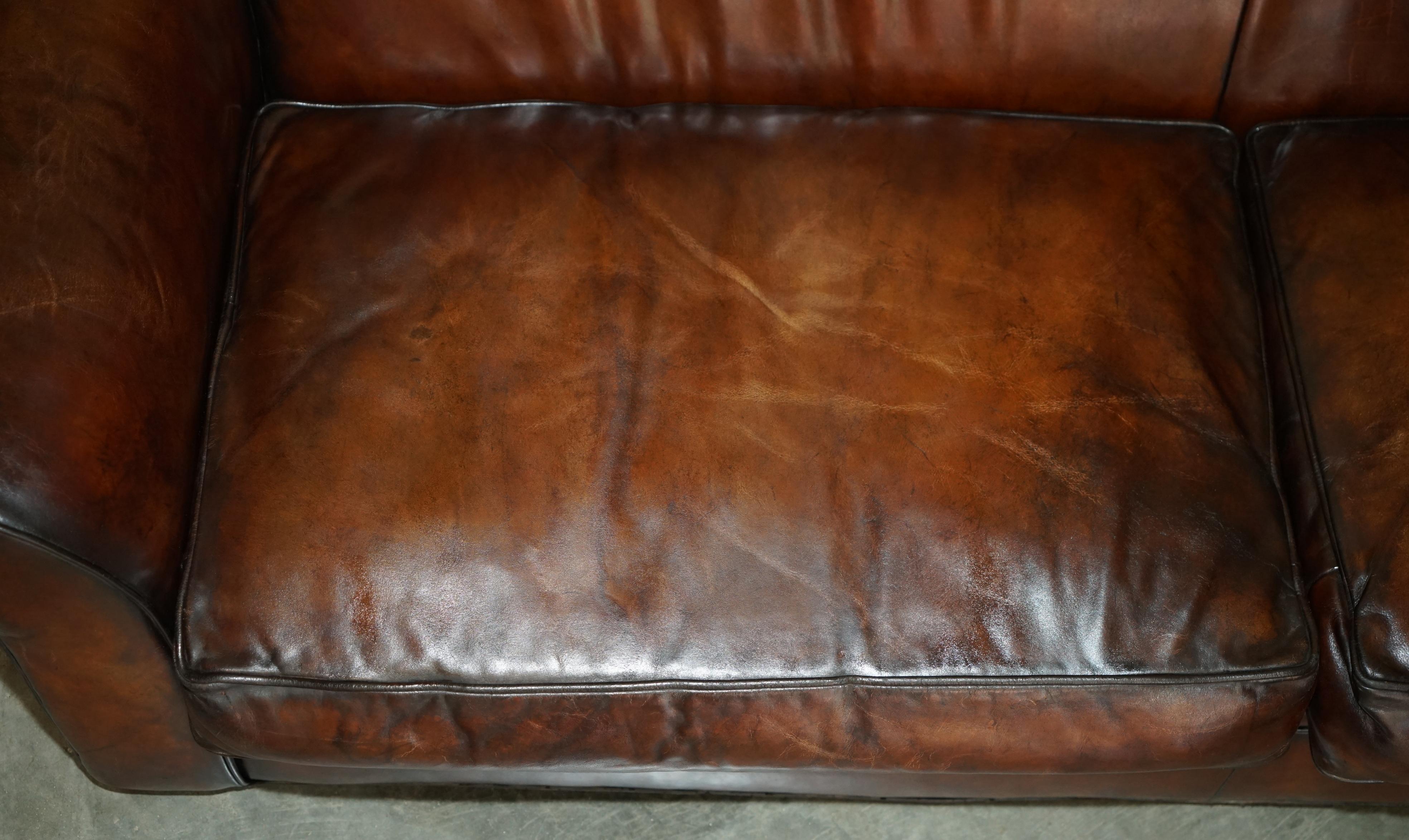 STUNNiNG RALPH LAUREN FULLY RESTORED HERITAGE BROWN LEATHER SOFA In Good Condition For Sale In West Sussex, Pulborough
