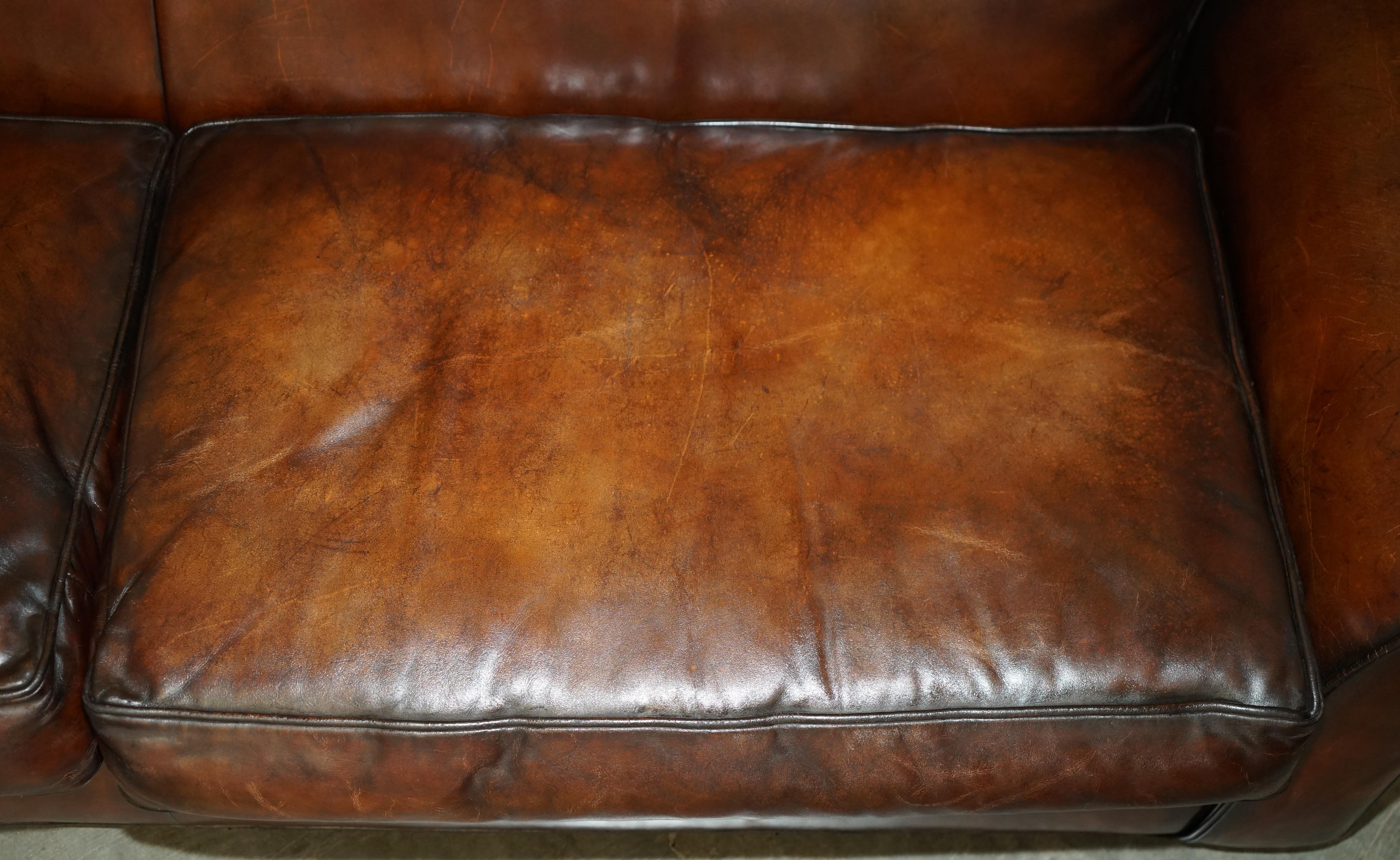 20th Century STUNNiNG RALPH LAUREN FULLY RESTORED HERITAGE BROWN LEATHER SOFA For Sale