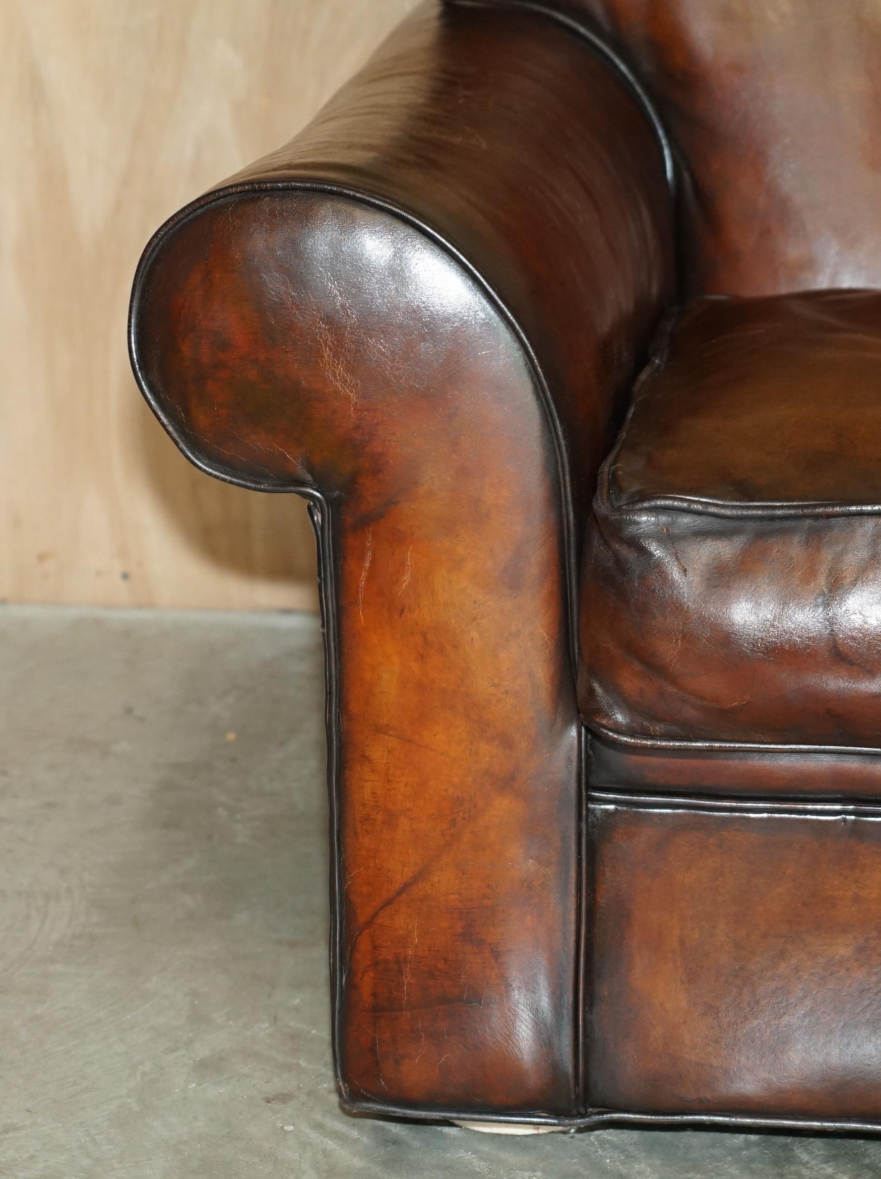 STUNNiNG RALPH LAUREN FULLY RESTORED HERITAGE BROWN LEATHER SOFA For Sale 2